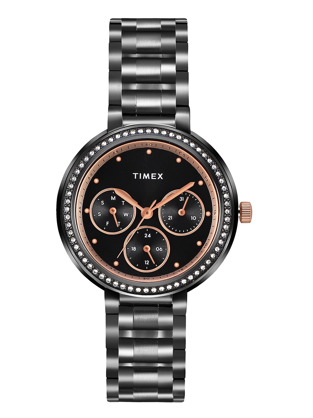 

Timex Women Water Resistance Stainless Steel Multi Function Analogue Watch TW000Z304, Black