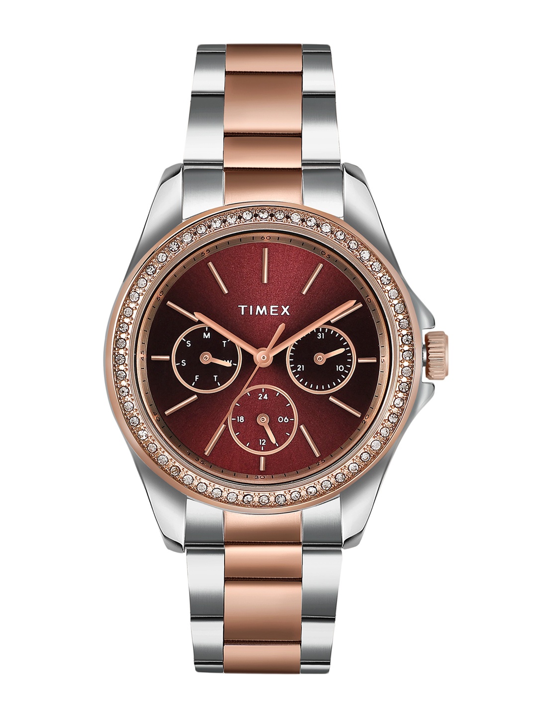 

Timex Women Water Resistance Stainless Steel Analogue Watch TW000Z401, Maroon