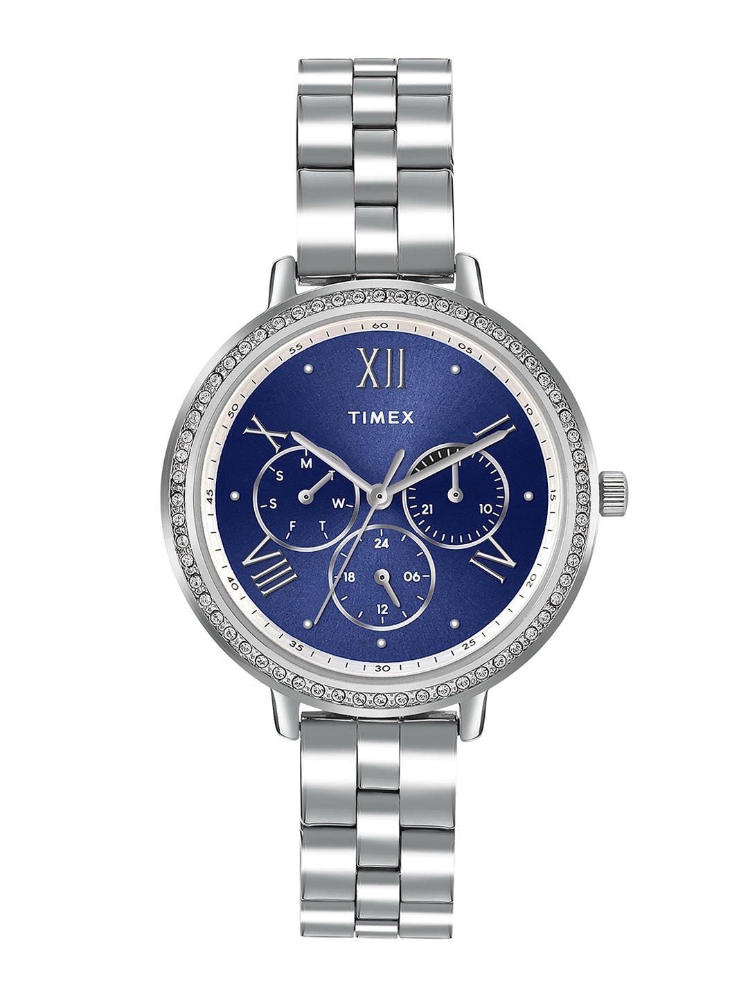 

Timex Women Water Resistance Stainless Steel Multi Function Analogue Watch TW000Z500, Blue