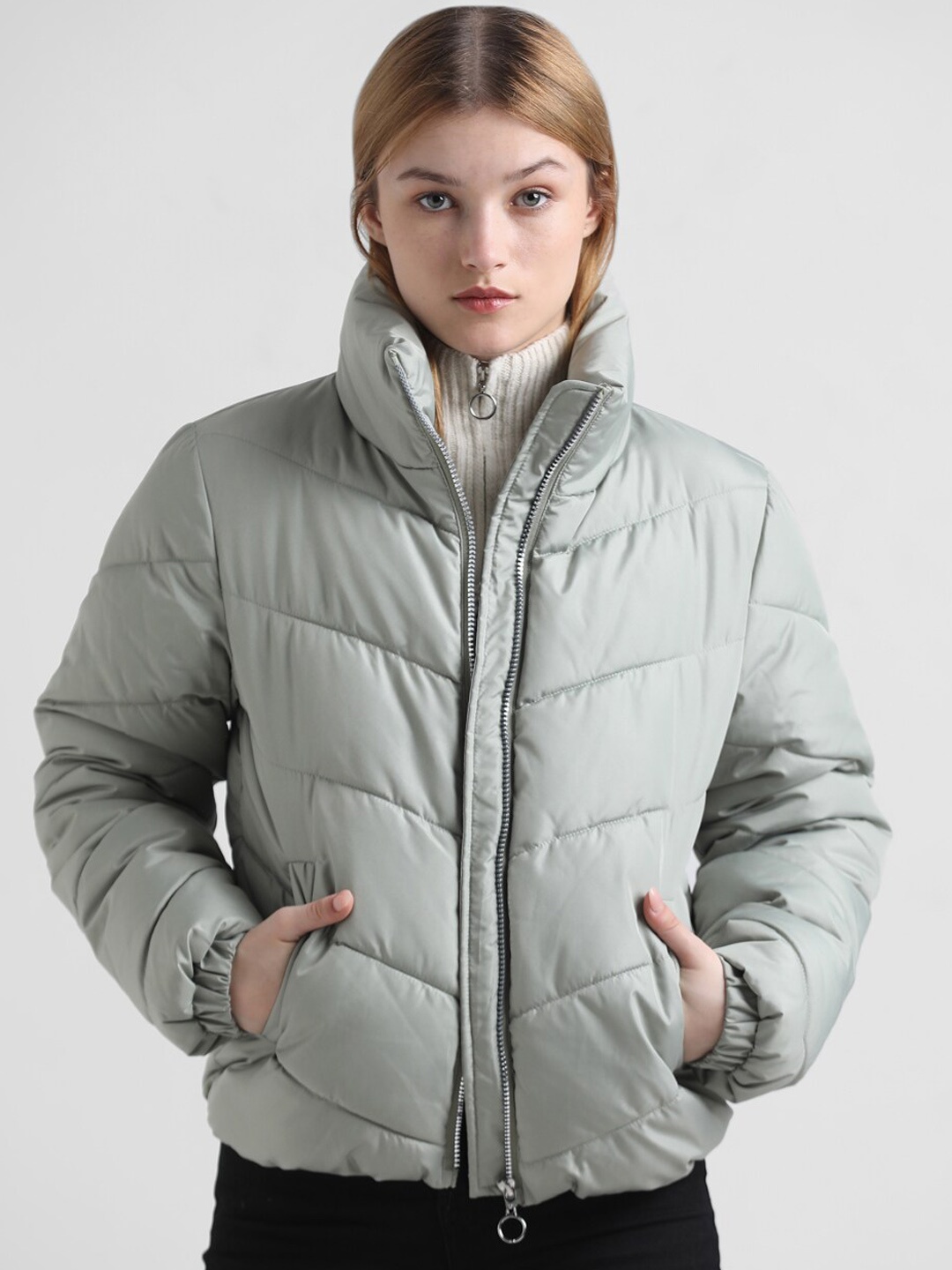 

ONLY Mock Collar Regular Padded Jacket, Green