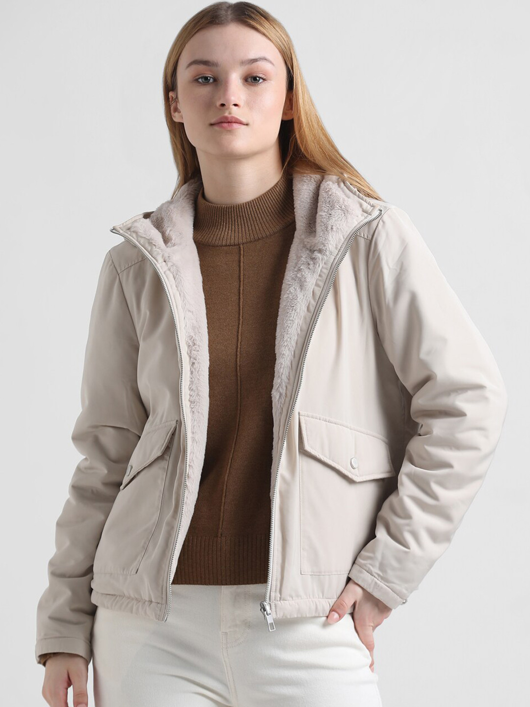 

ONLY Reversible Puffer Jacket, Cream
