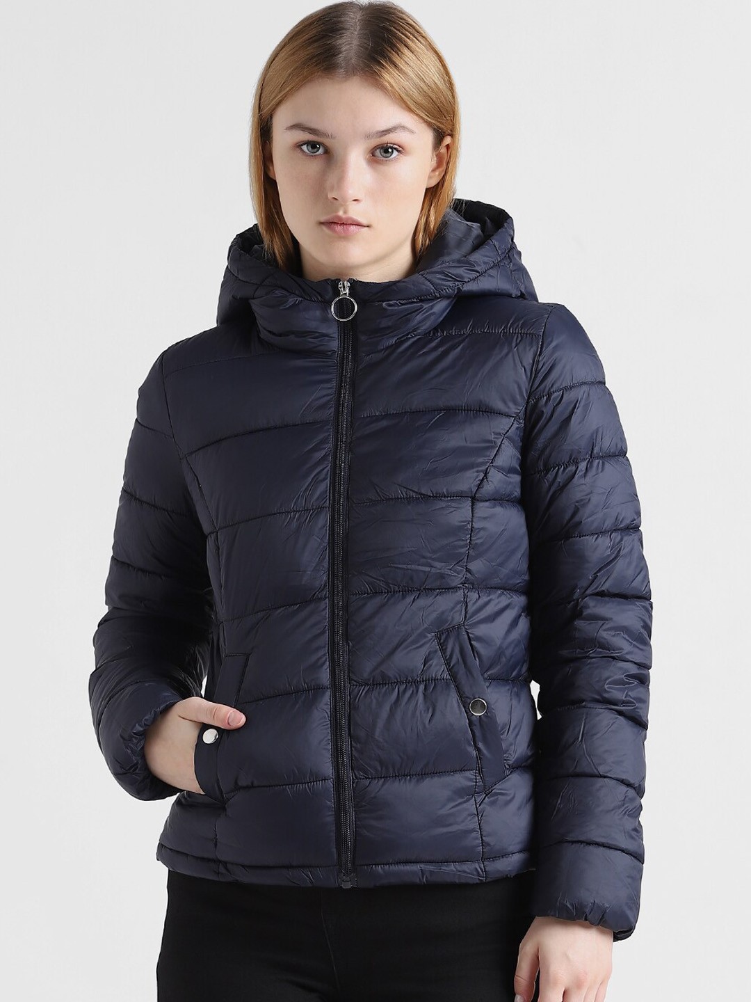 

ONLY Hooded Puffer Jacket, Navy blue