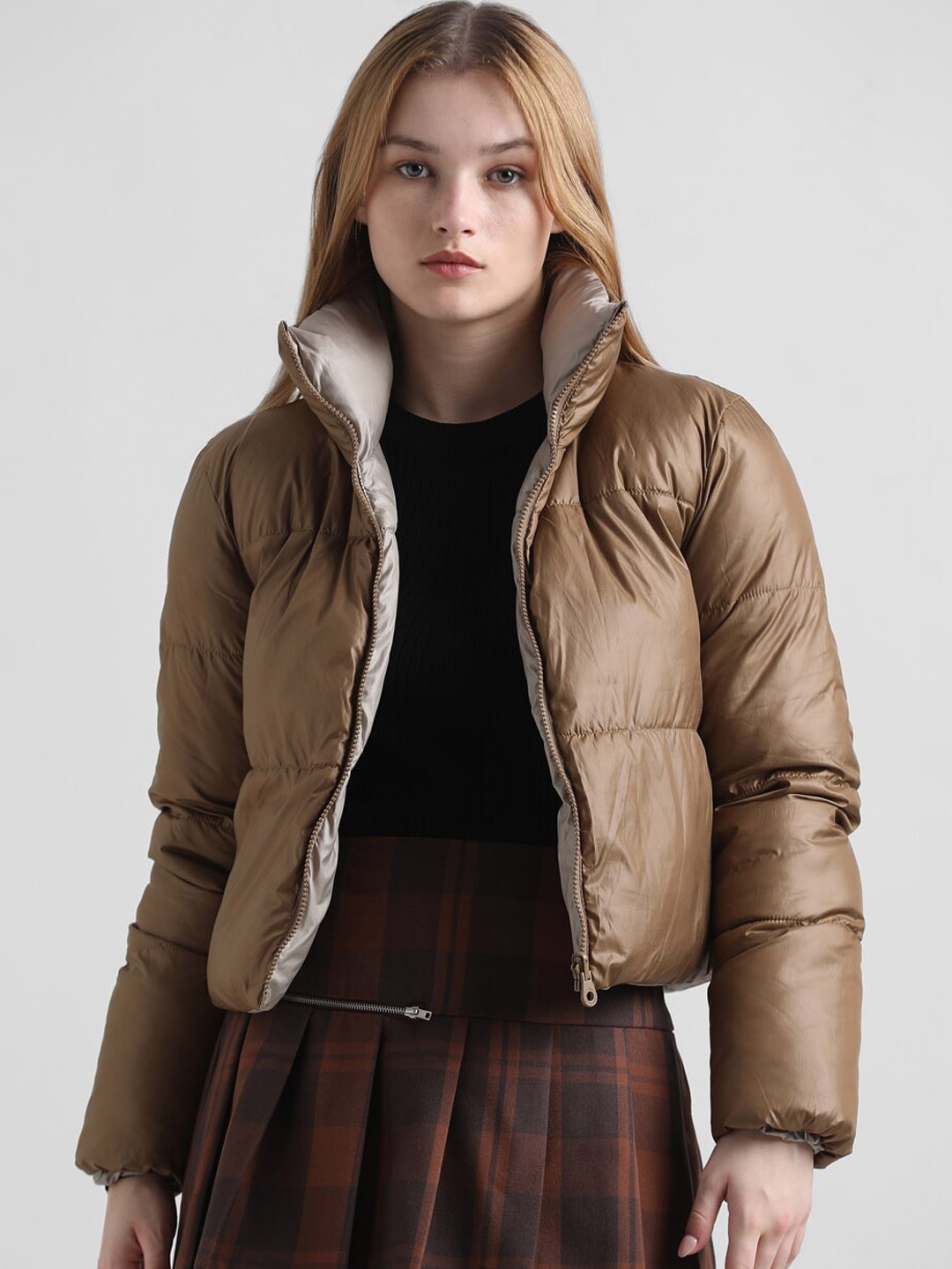 

ONLY Reversible Crop Bomber Jacket, Brown