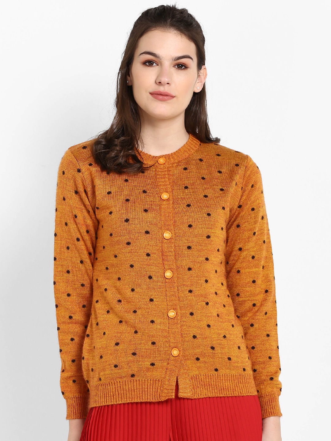 

Modeve Geometric Self Design Acrylic Cardigan, Mustard