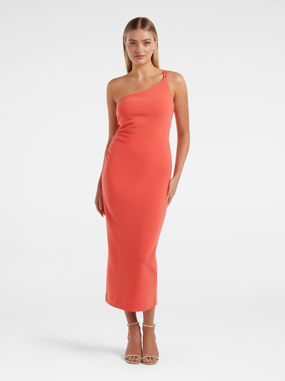 

Forever New One-Shoulder Bodycon Midi Dress, Orange
