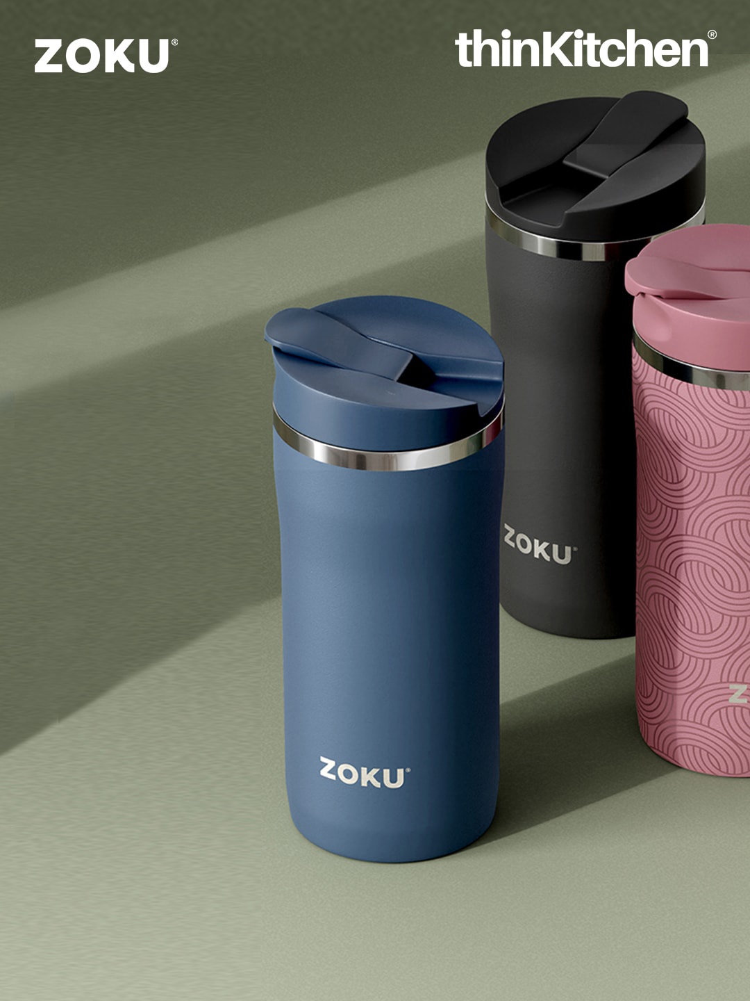 

ZOKU Blue Stainless Steel Travel Mug - 355 ML