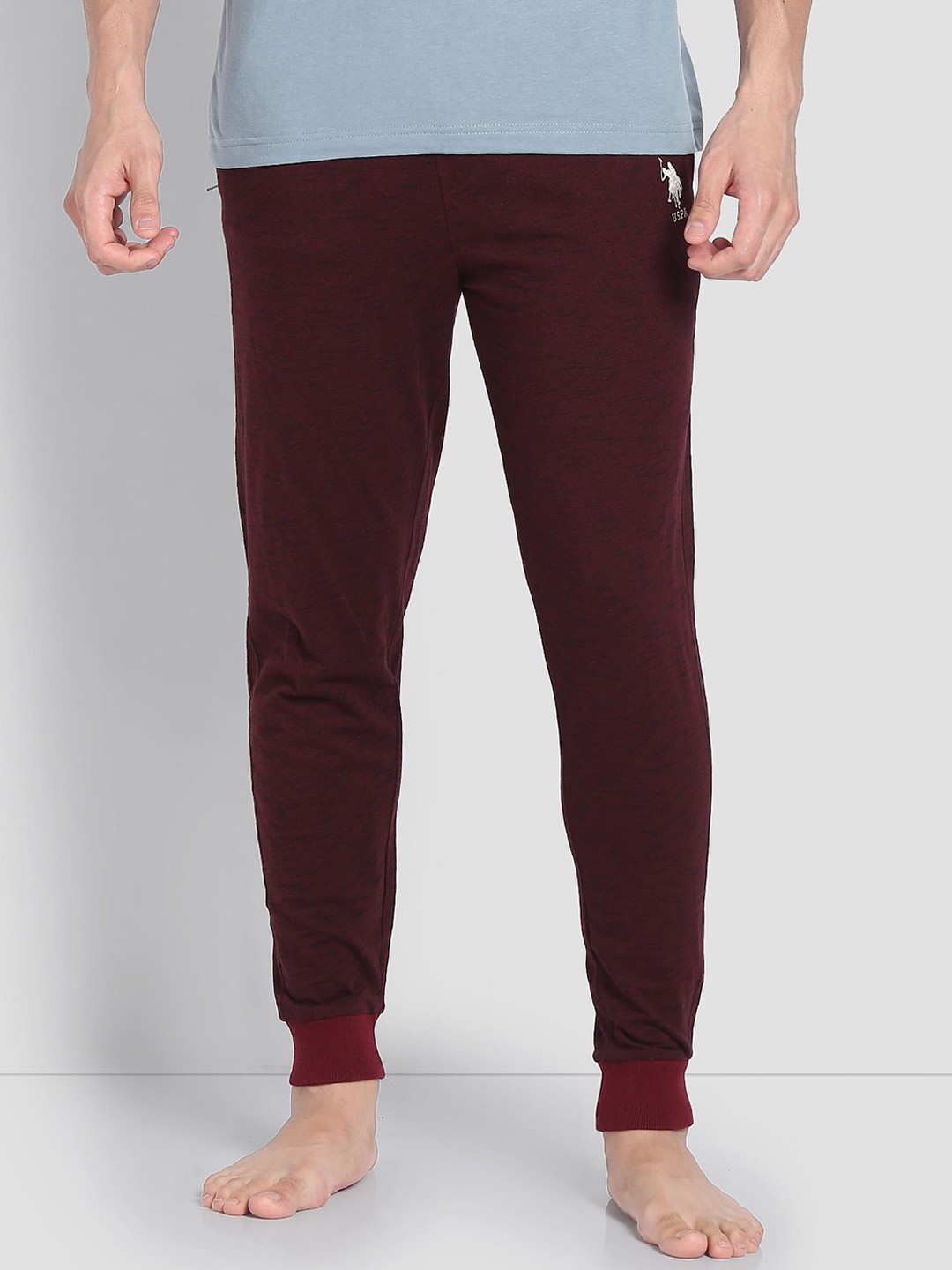 

U.S. Polo Assn. Men Heathered Drawstring Waist LJ004 Joggers, Maroon
