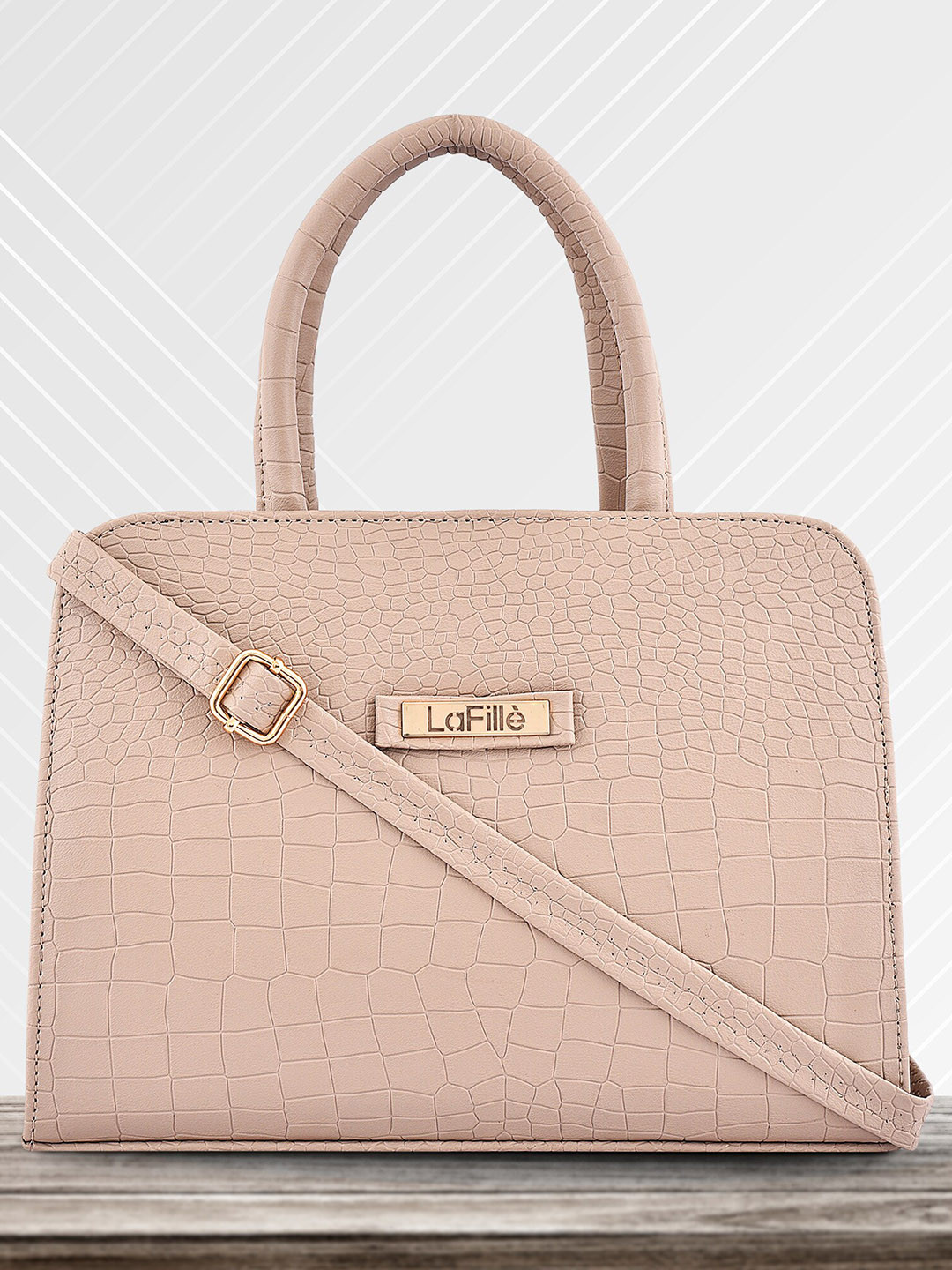 

LaFille Textured Structured Handheld Bag, Beige