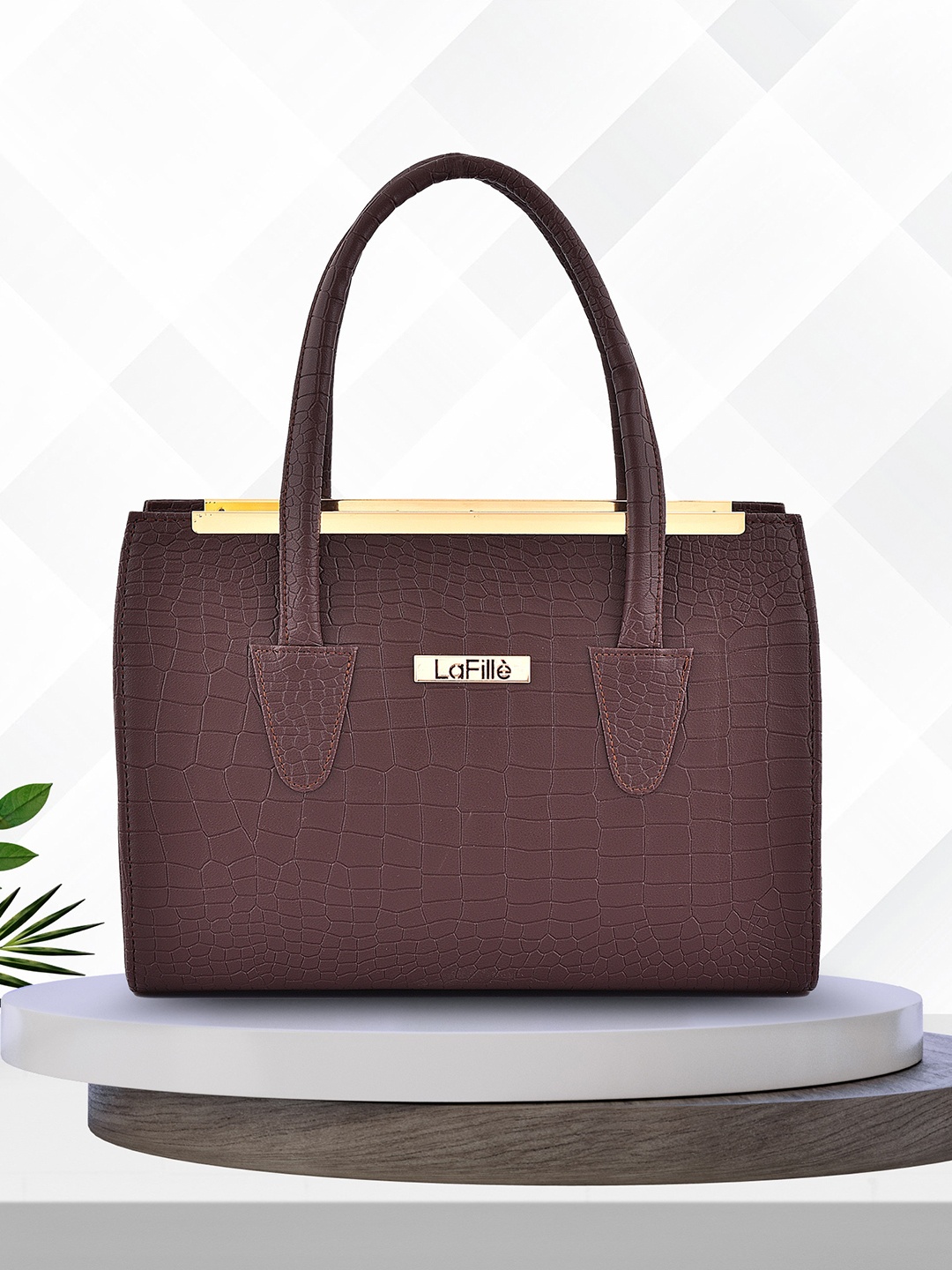 

LaFille Textured Handheld Bag, Brown