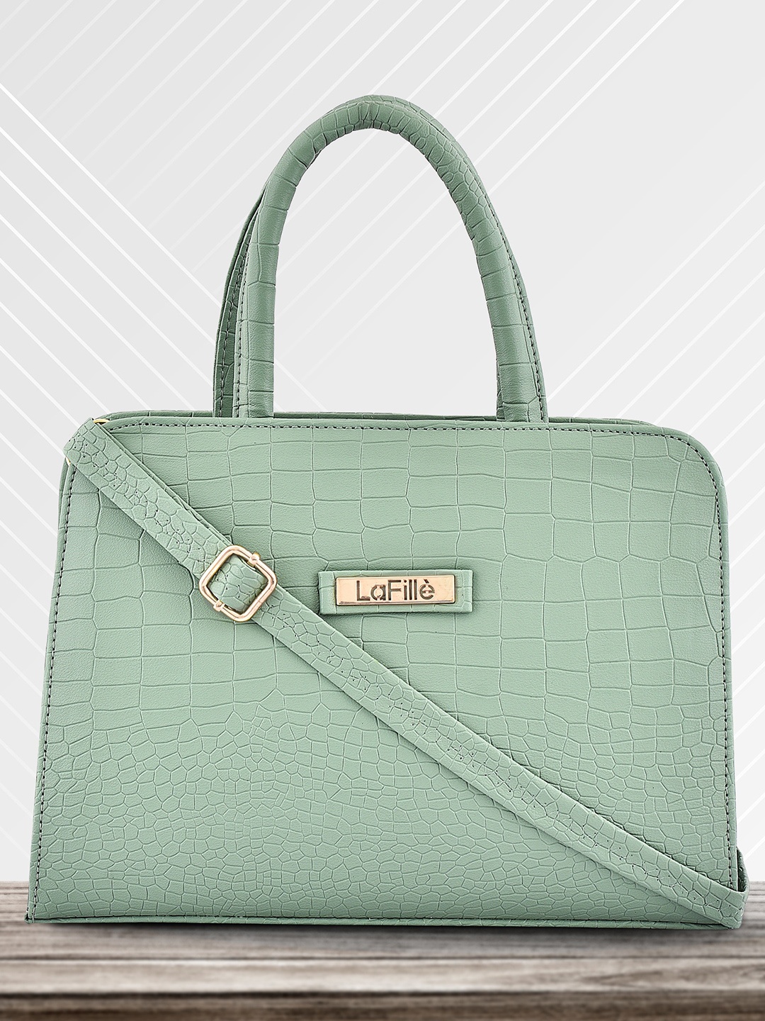 

LaFille Textured Structured Handheld Bag, Sea green