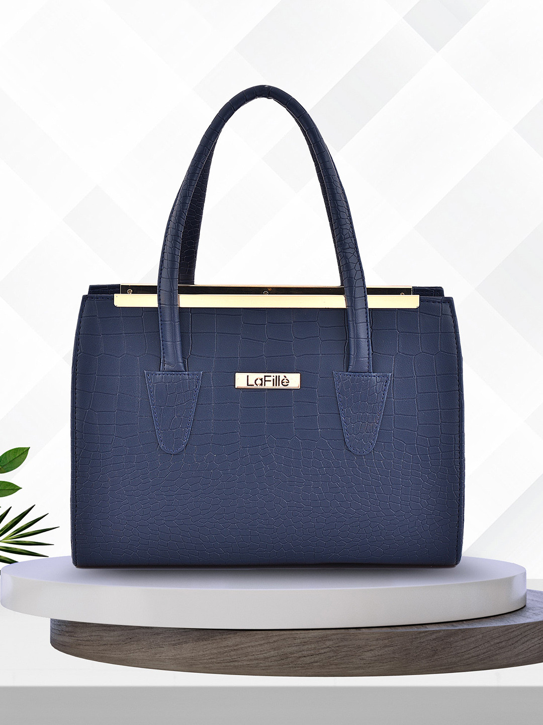 

LaFille Textured Structured Handheld Bag, Blue