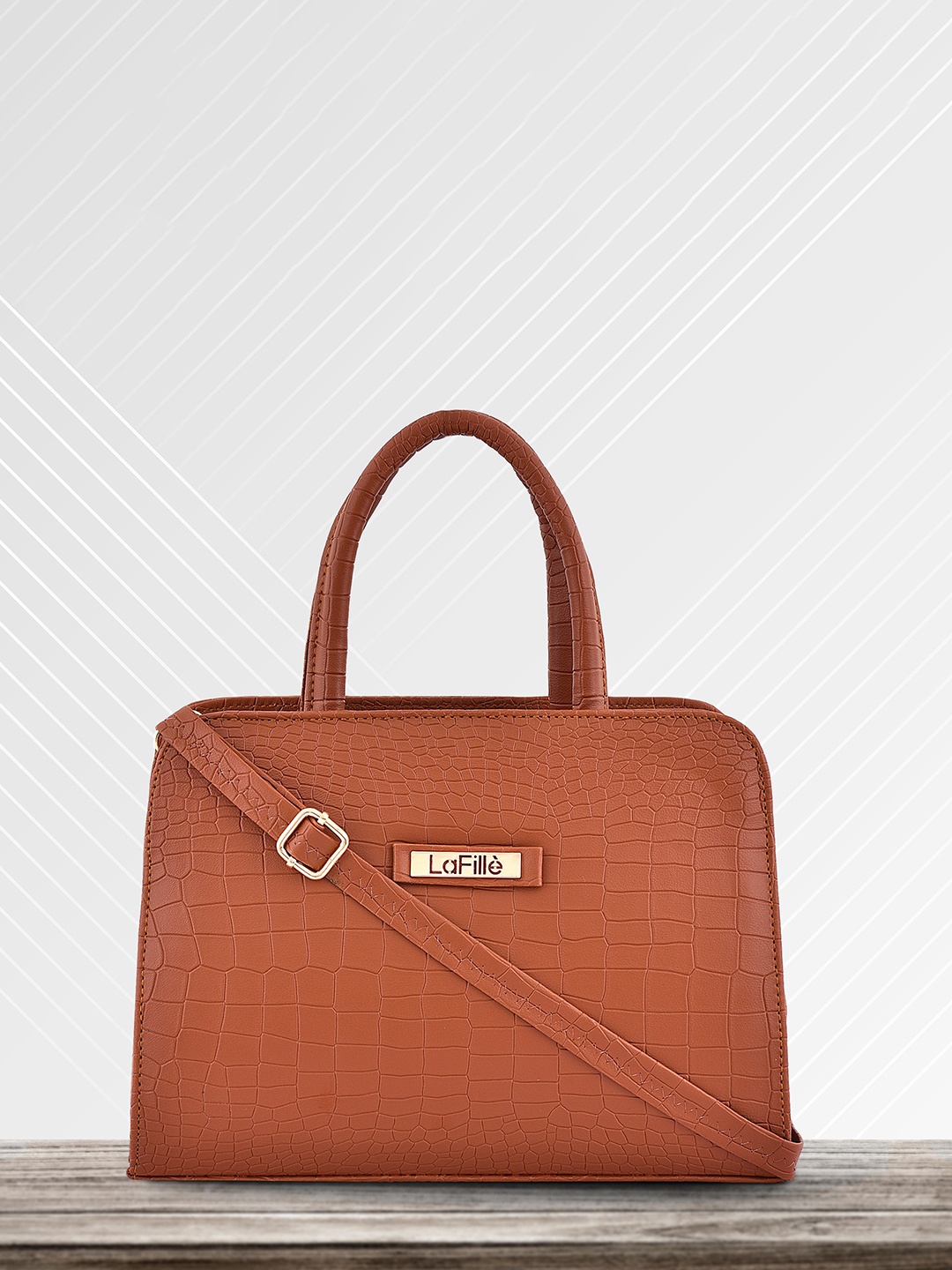 

LaFille Textured Structured Handheld Bag, Brown