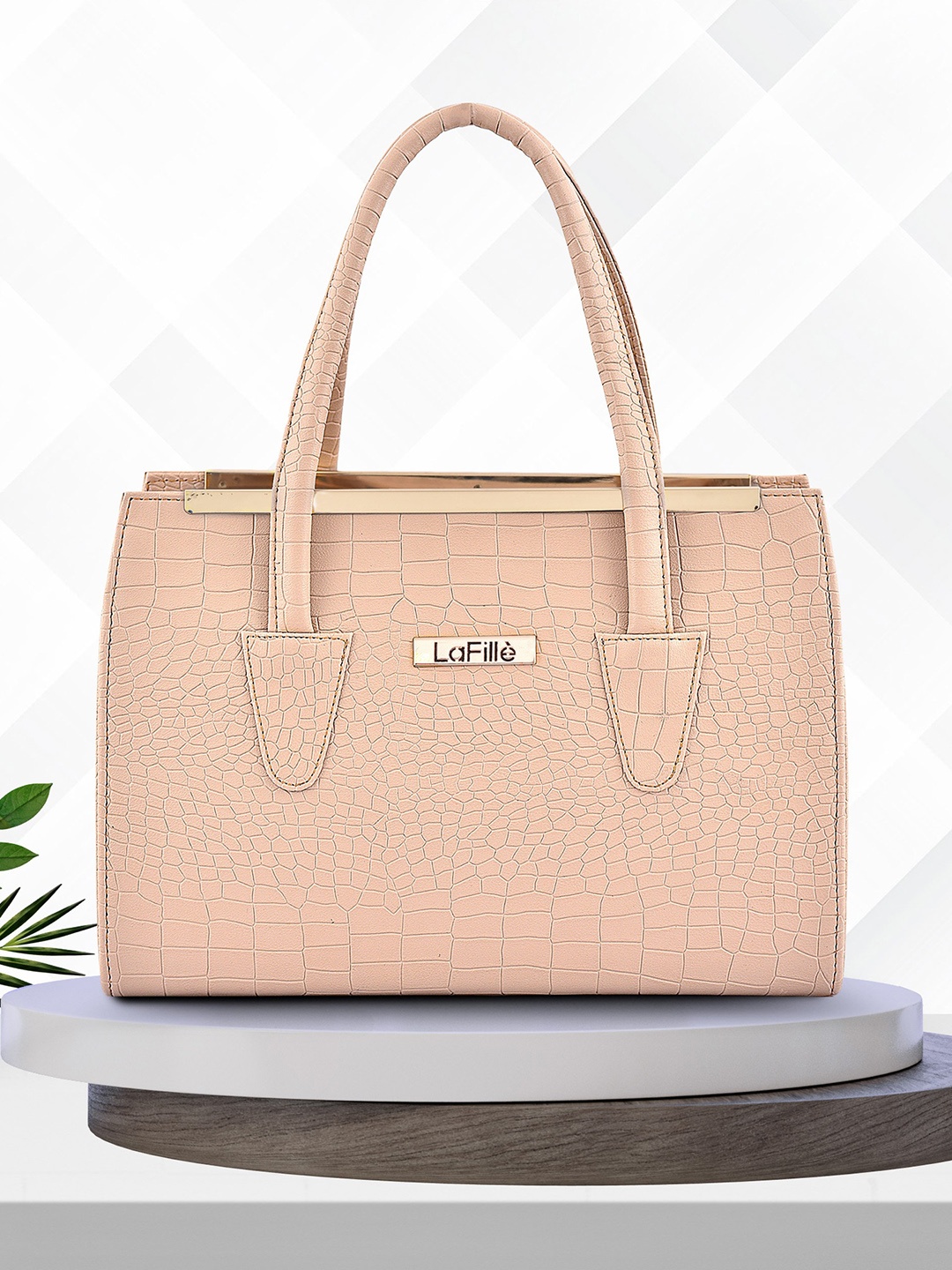 

LaFille Textured Structured Handheld Bag, Beige