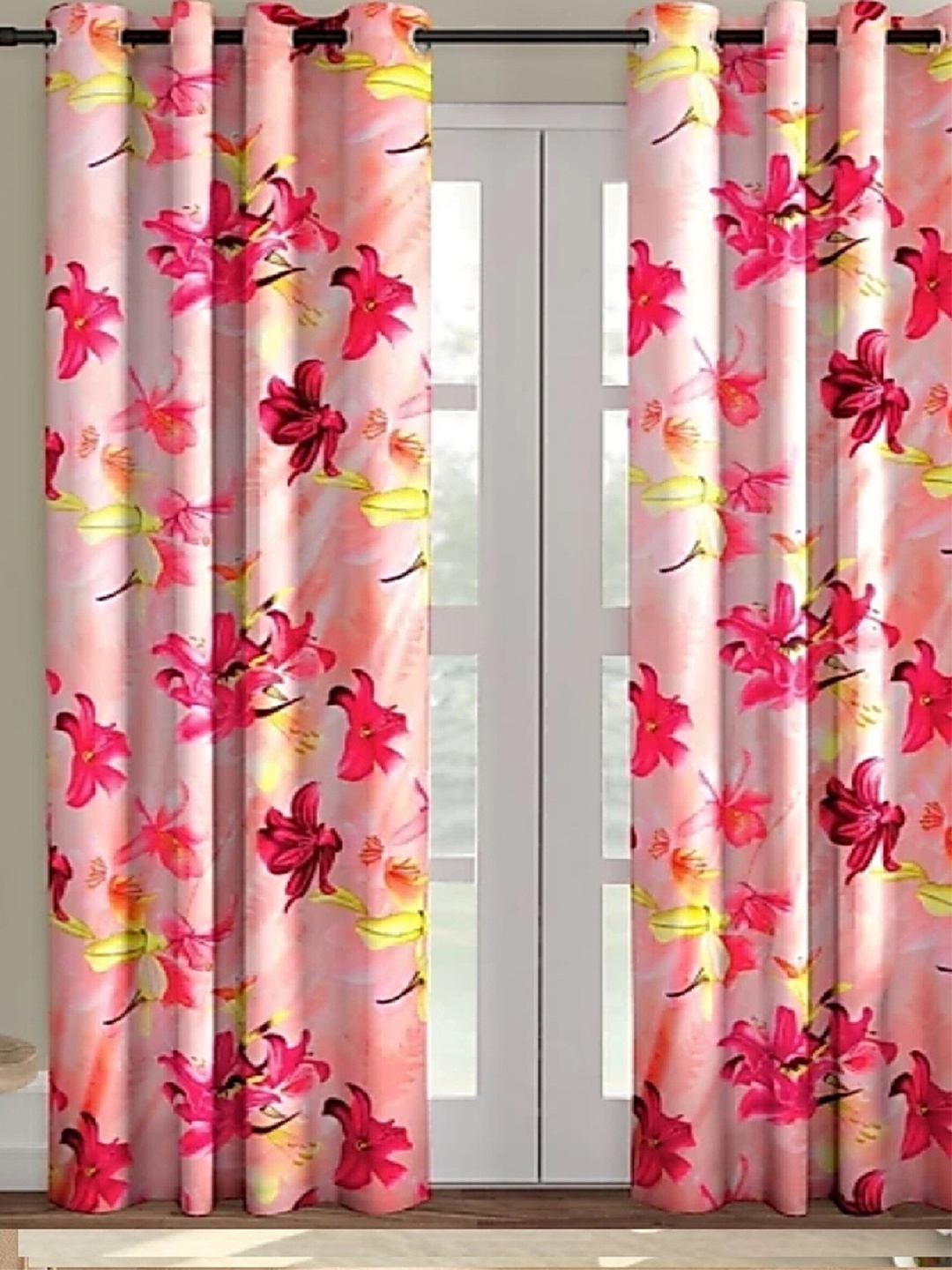 

Achintya Pink & Red 2 Pieces Floral Door Curtains