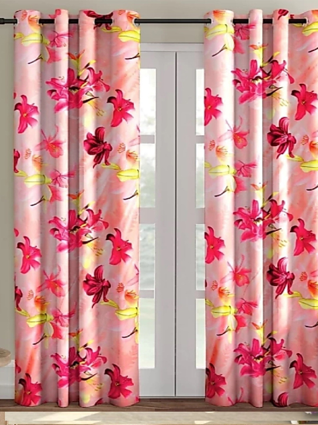 

Achintya Pink & Red 2 Pieces Floral Window Curtains