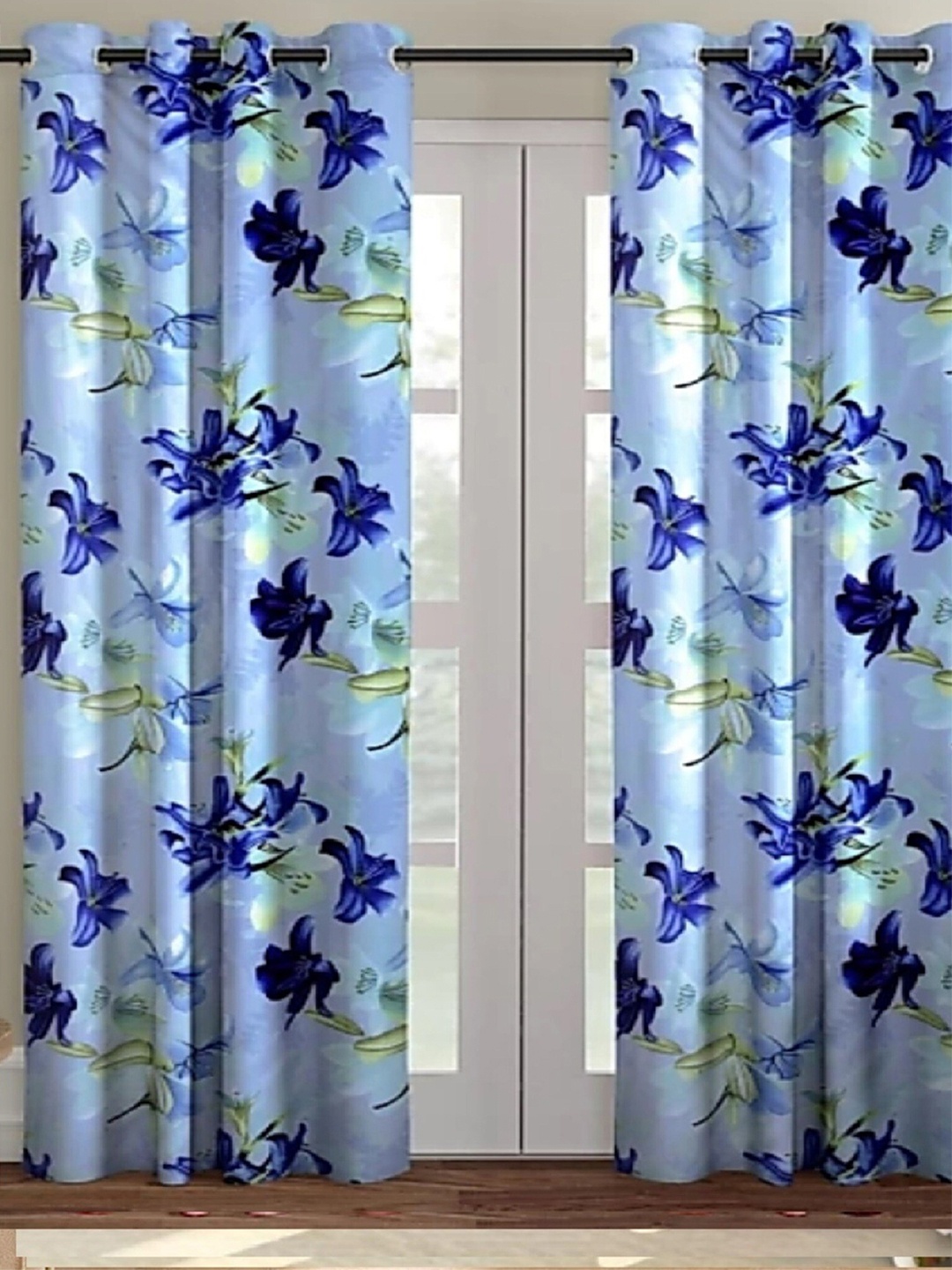 

Achintya Blue & Green 2 Pieces Floral Door Curtains