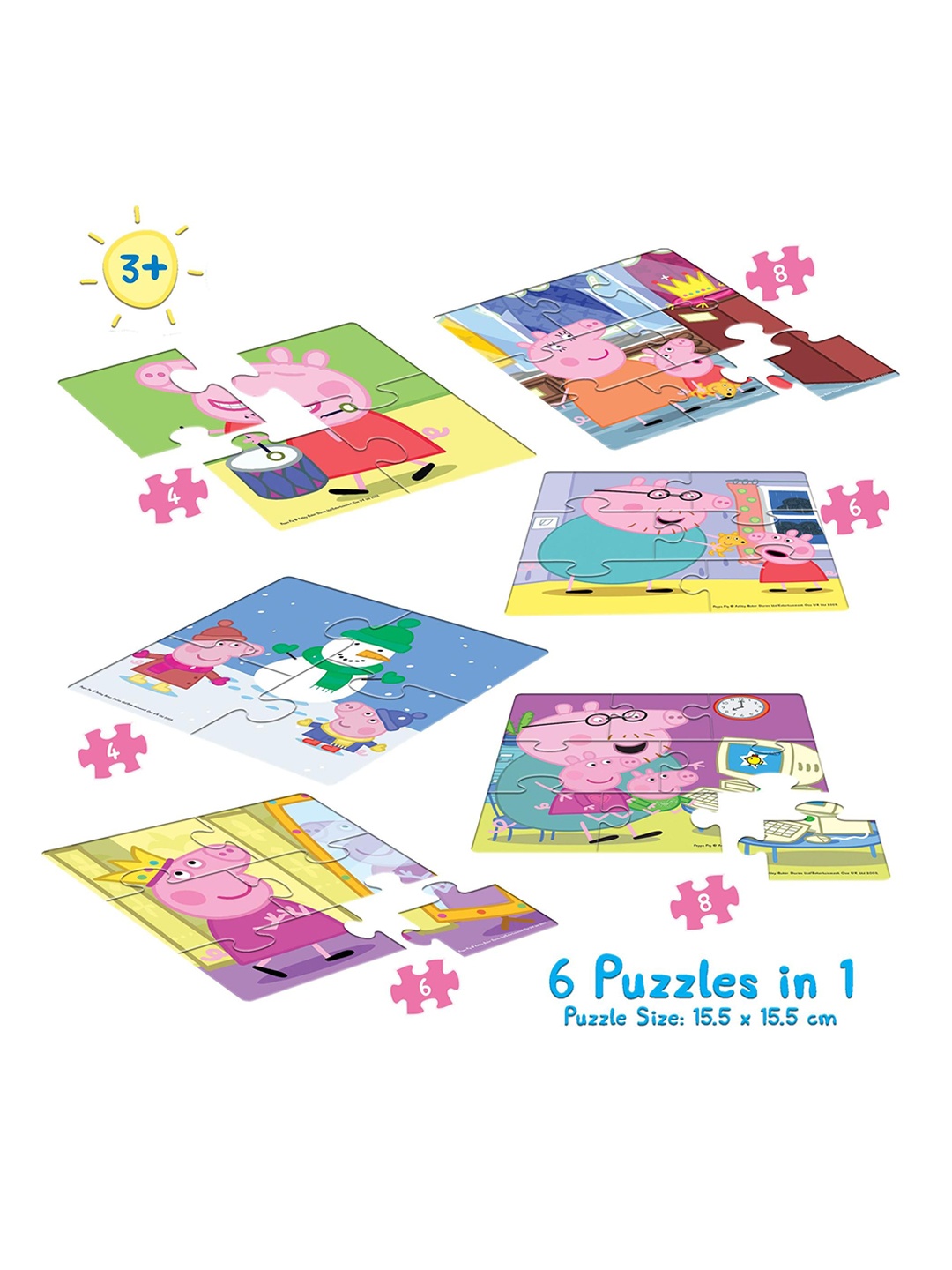 

Peppa Pig Kids Frank Peppa Pig Cartoons 6 In 1 Puzzle, Pink