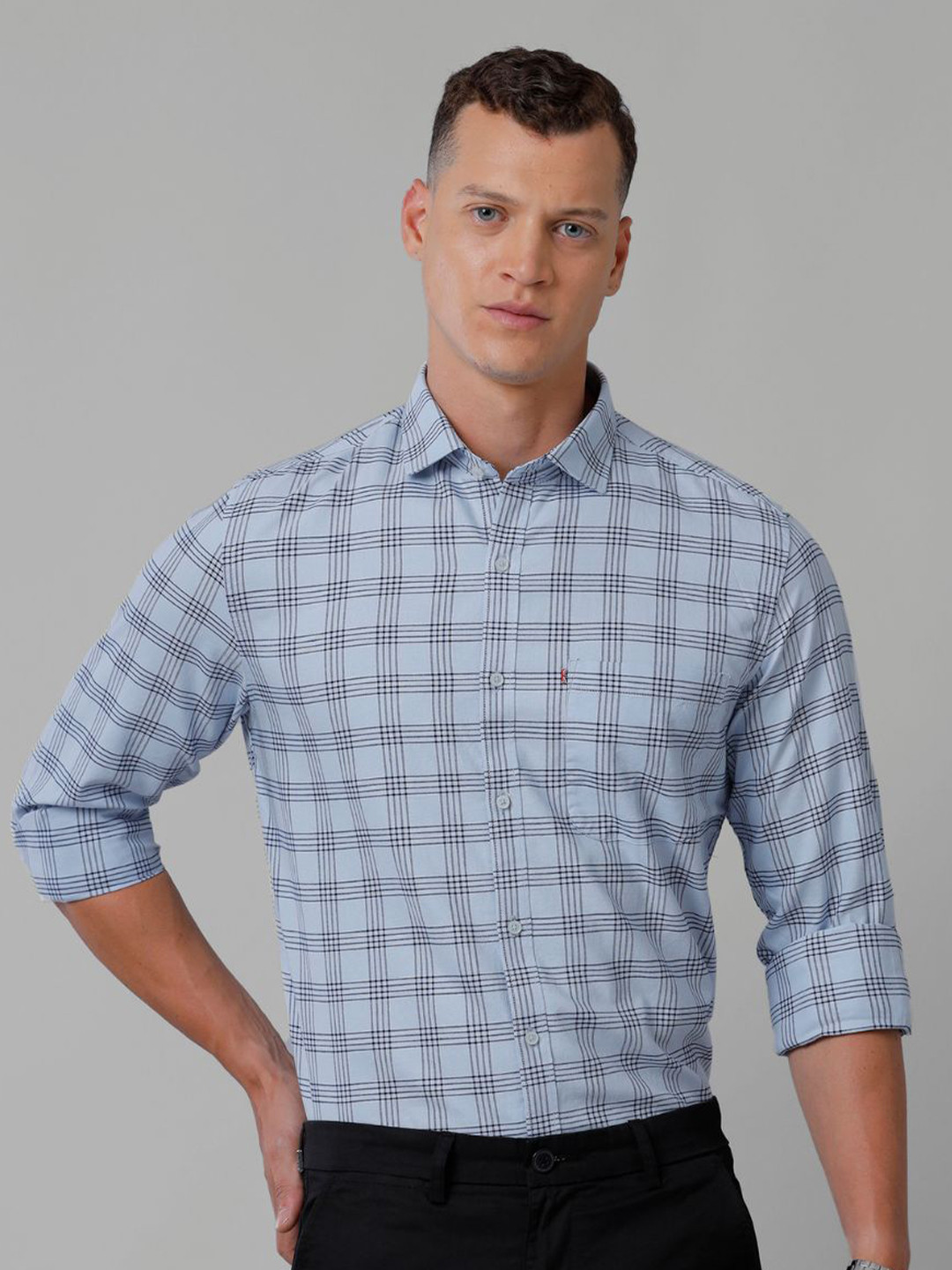 

CROYDON UK Checked Slim Fit Classic Casual Shirt, Blue