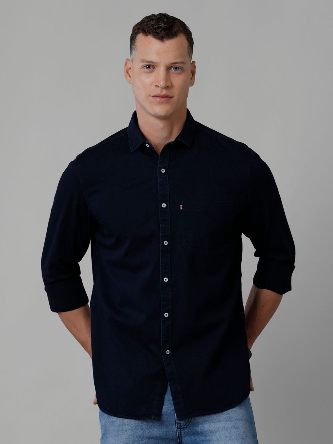 

CROYDON UK Slim Fit Classic Denim Casual Shirt, Navy blue