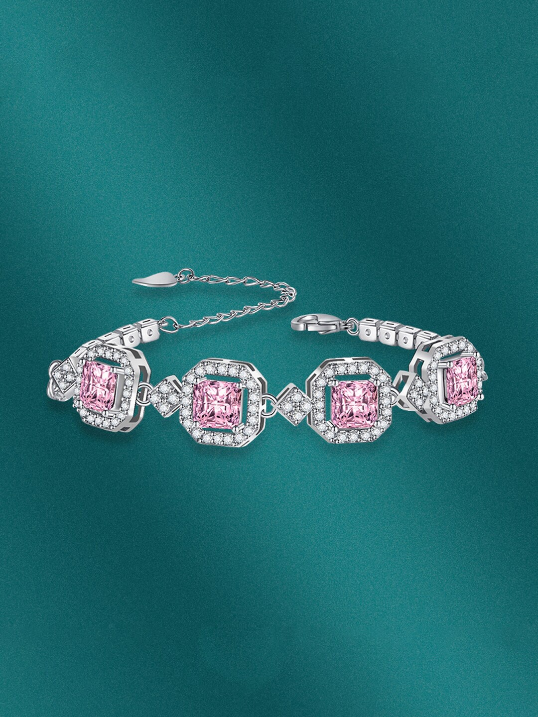 

Designs & You Brass Cubic Zirconia Silver-Plated Wraparound Bracelet