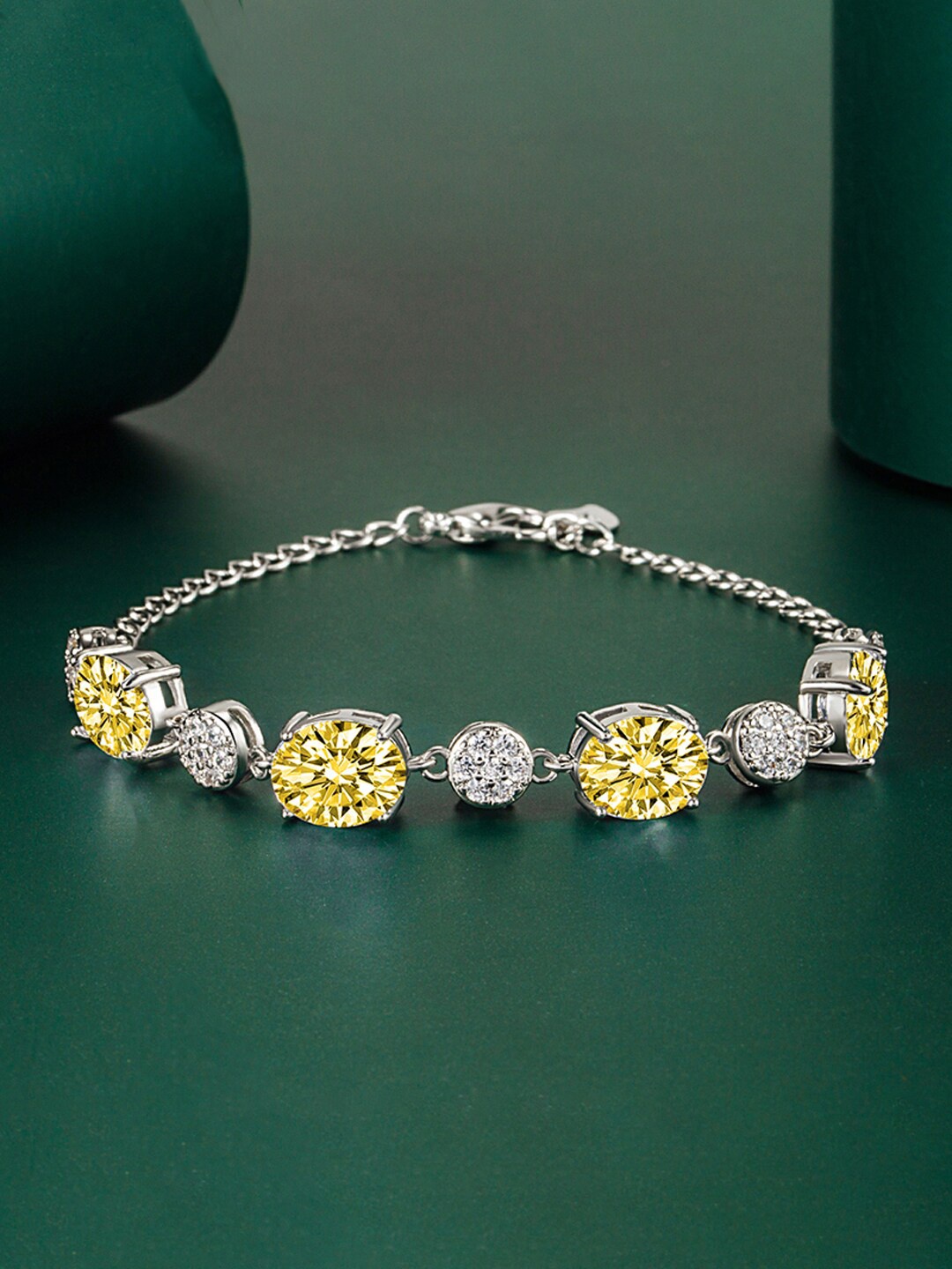 

Designs & You Silver-Plated Cubic Zirconia-Studded Wraparound Bracelet