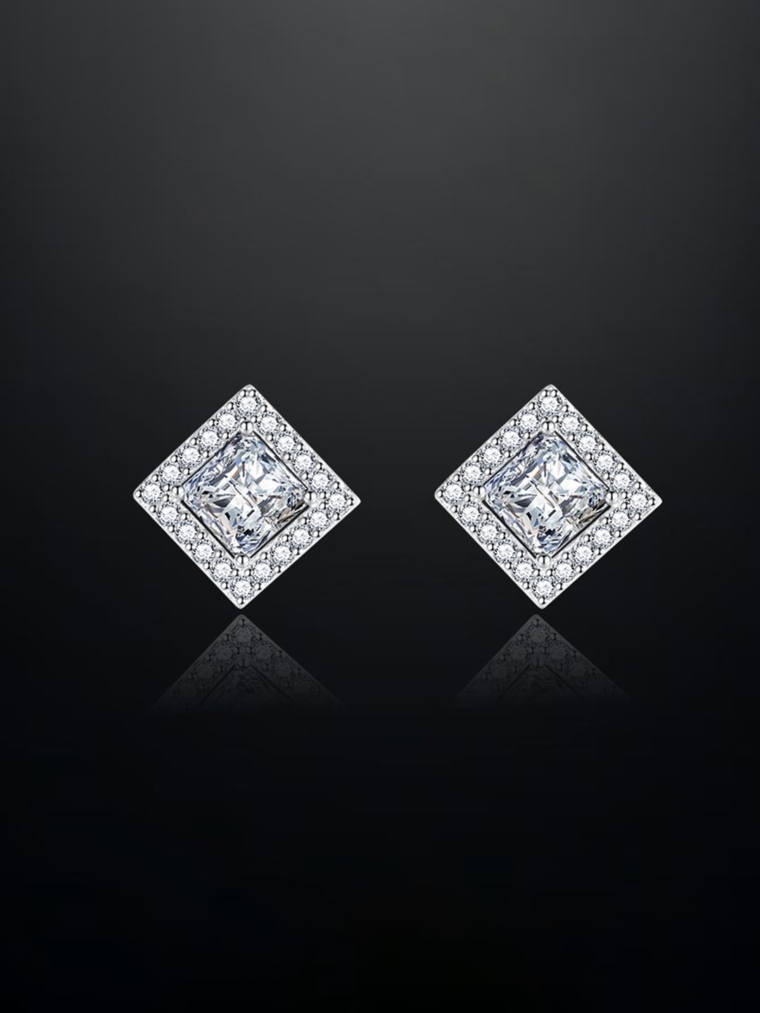 

Designs & You Silver Plated Square Studs Earrings, White