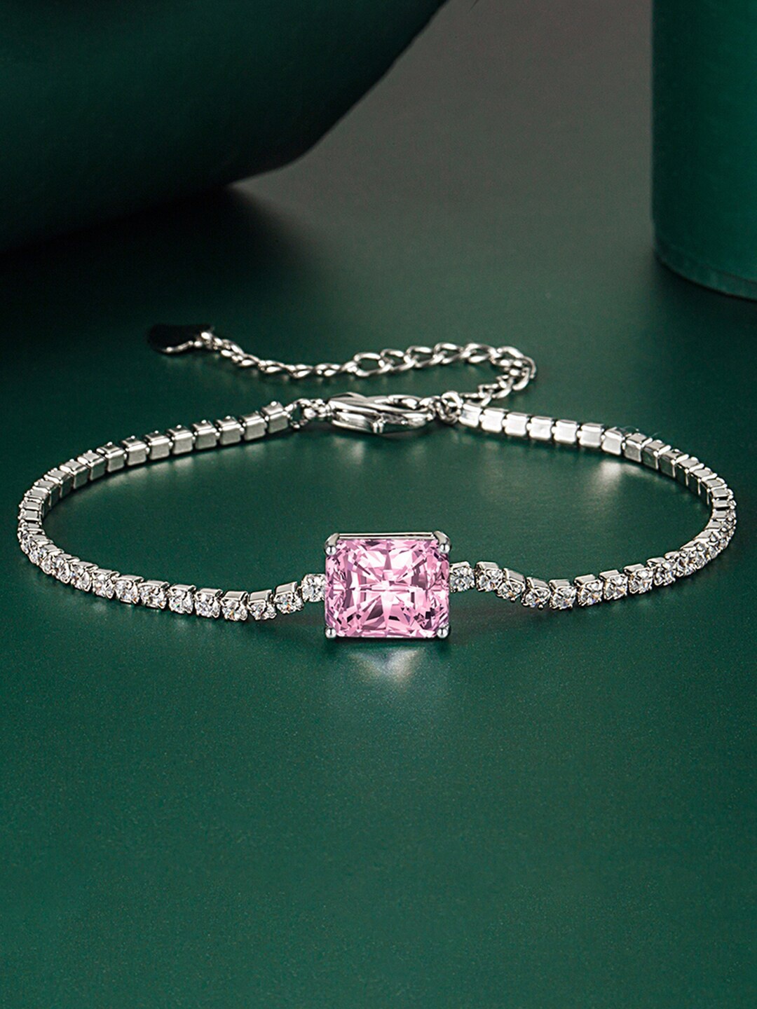 

Designs & You Brass Cubic Zirconia Silver-Plated Wraparound Bracelet
