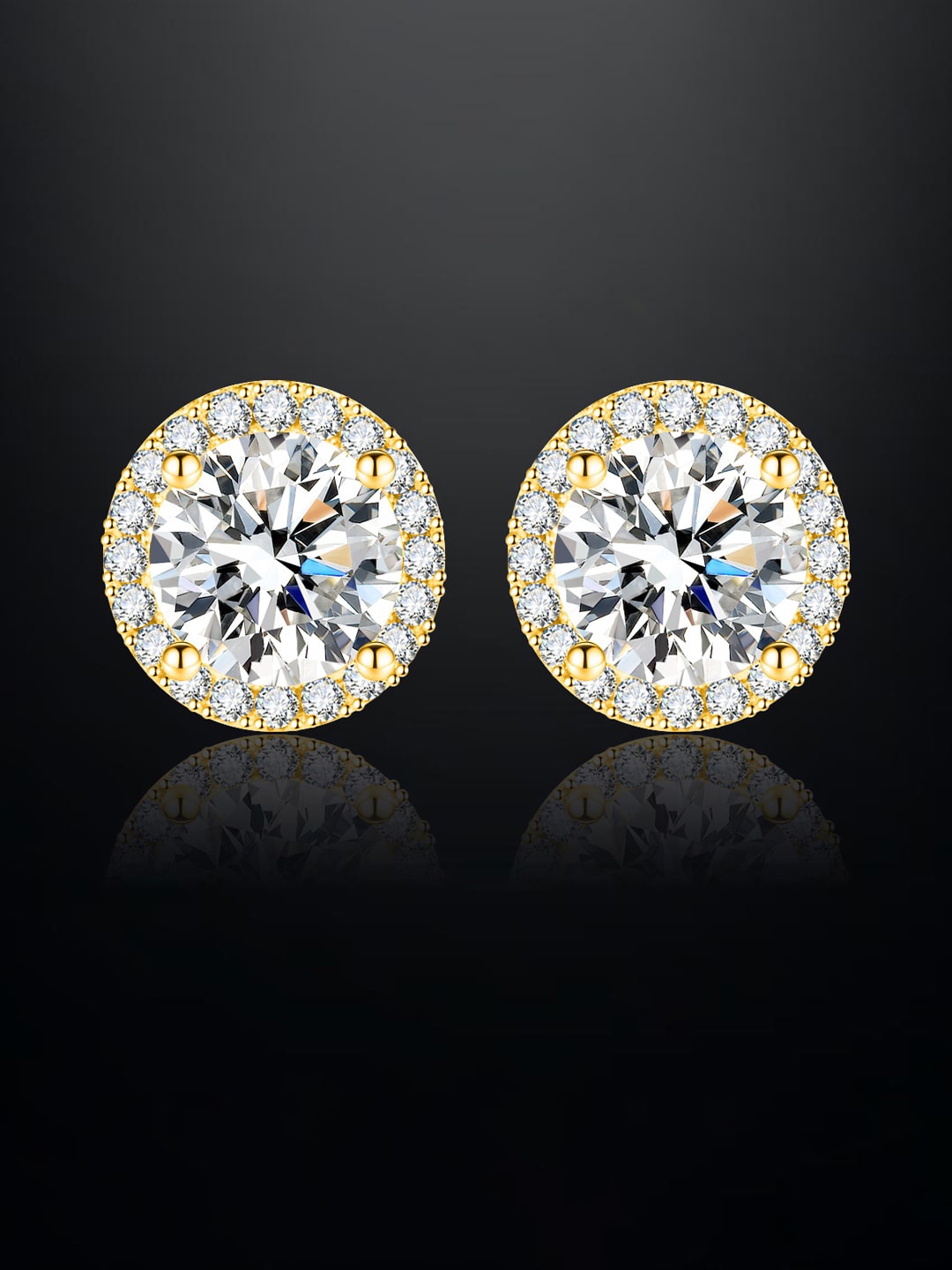 

Designs & You Gold Plated Circular Cubic Zirconia Studded Earrings