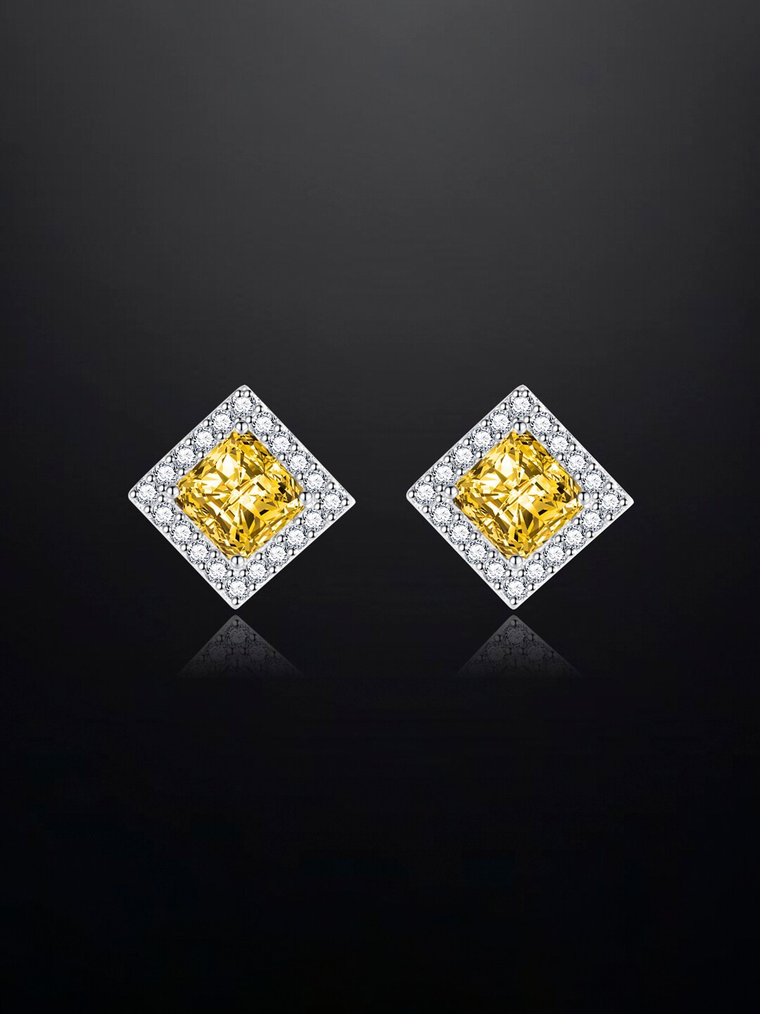 

Designs & You Silver Plated Square Studs Earrings