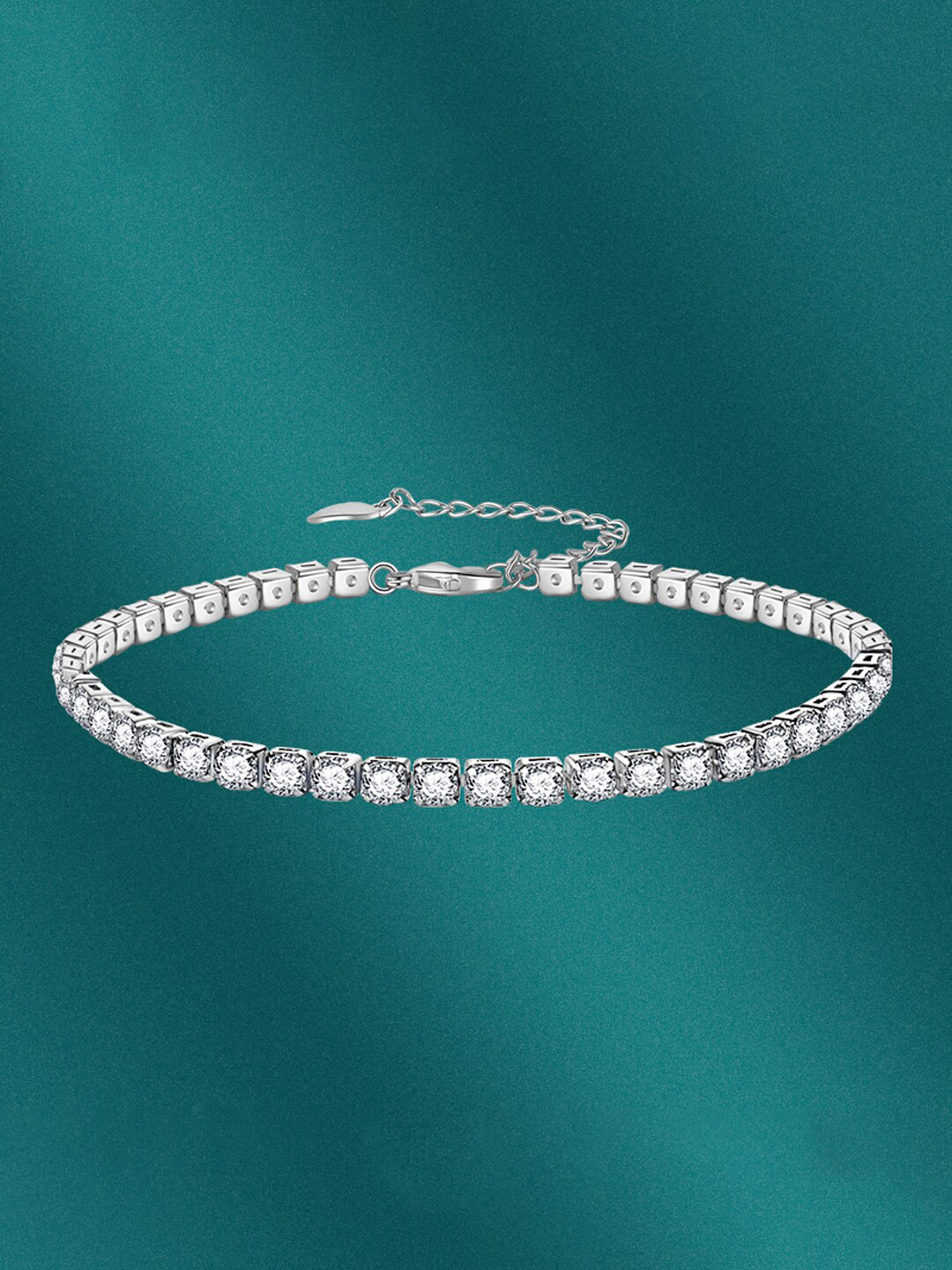

Designs & You Brass Cubic Zirconia Silver-Plated Wraparound Bracelet