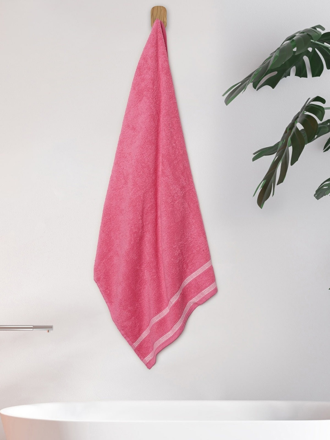 

HOMETALES Pink 360 GSM Pure Cotton Bath Towel