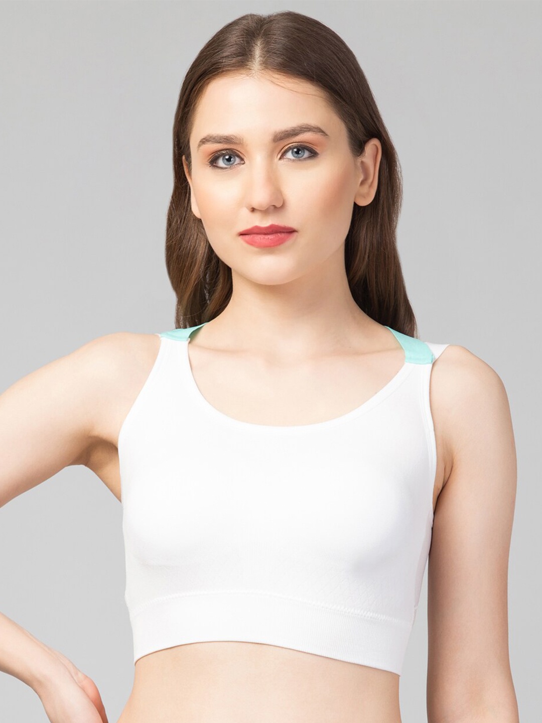 

Apraa & Parma Full Coverage Non-Wired Workout Sports Bra With Organic, White