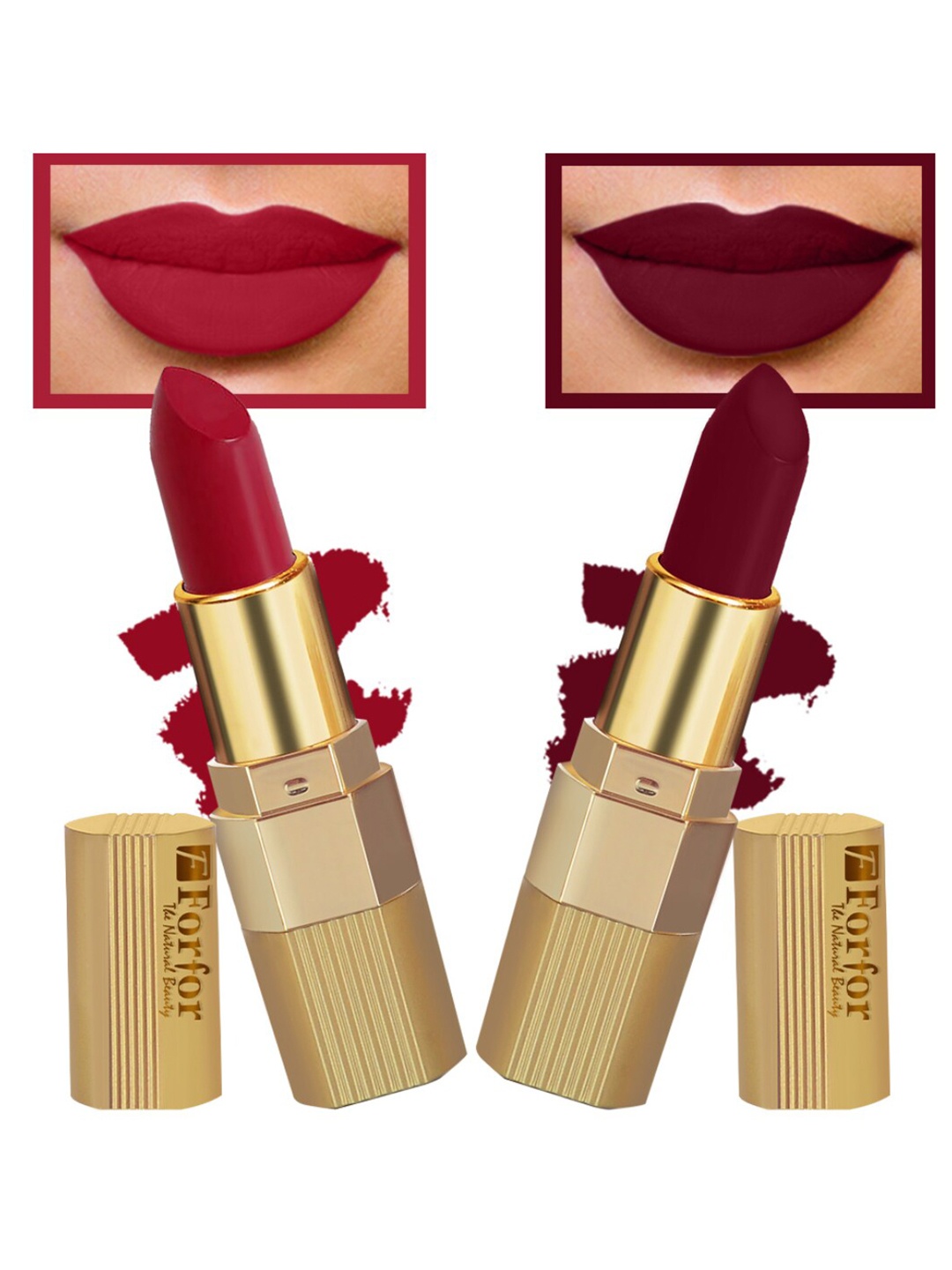 

FORFOR Set of 2 Xpression Stick Longwear Matte Lipstick- Maroon Matte 307 & Red Velvet 303