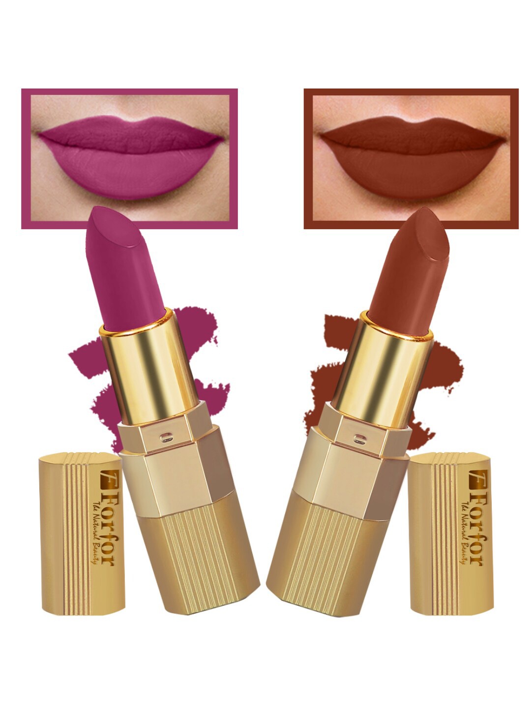 

FORFOR Set of 2 Xpression Stick Longwear Matte Lipstick- Brown Nude 301 & Magenta 302