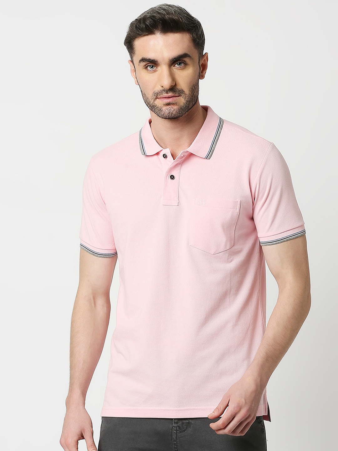 

DRAGON HILL Polo Collar Slim Fit Cotton Casual T-shirt, Pink