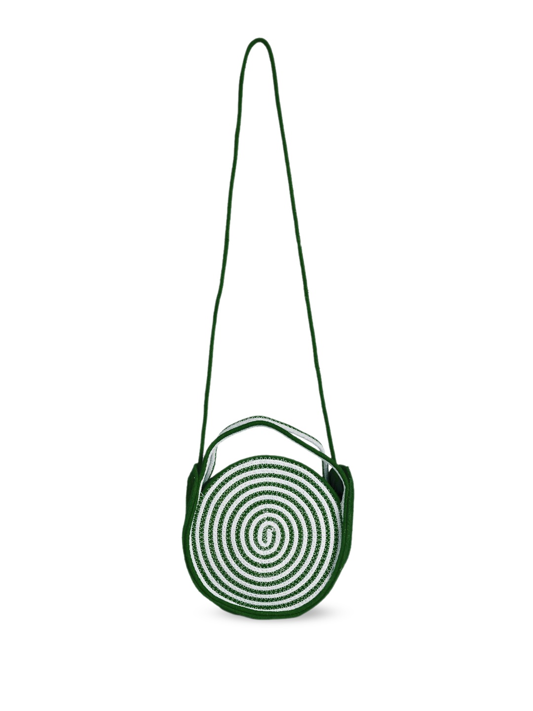 

FABINALIV Geometric Self Design Structured Cotton Sling Bag, Green