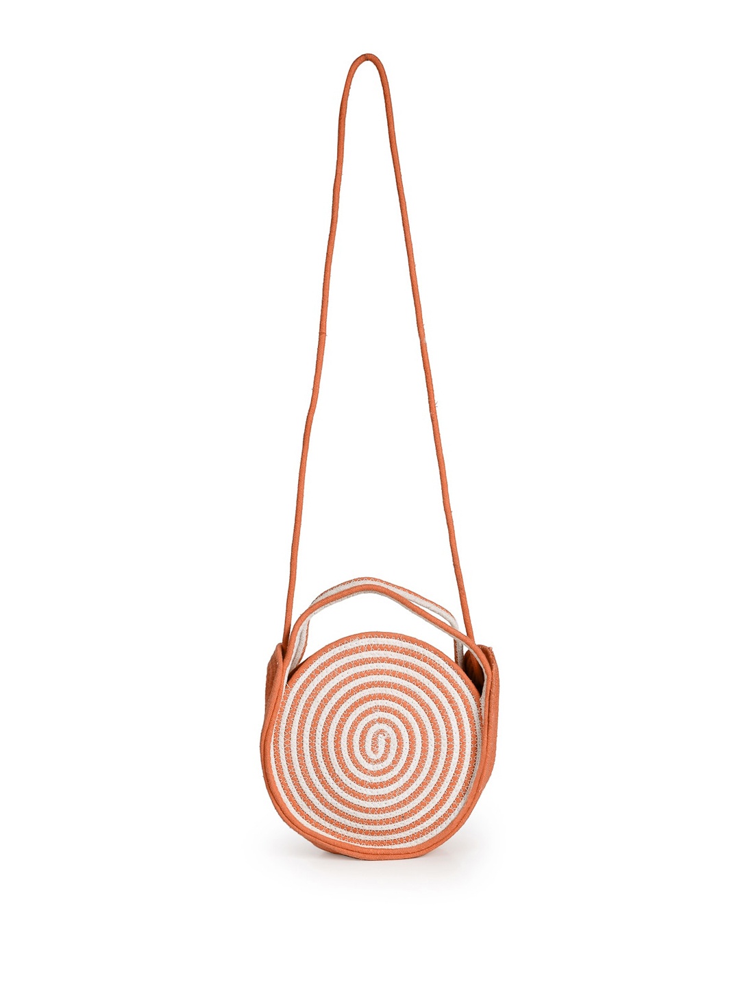 

FABINALIV Textured Structured Cotton Sling Bag, Orange