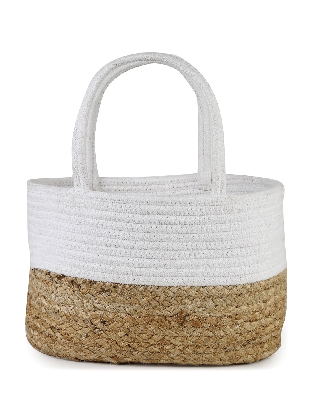 

FABINALIV Braided Shopper Cotton Handheld Bag, White