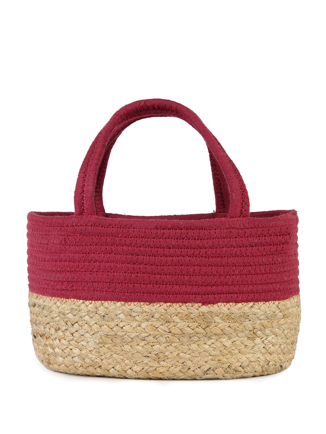 FABINALIV Braided Shopper Cotton Handheld Bag, Red