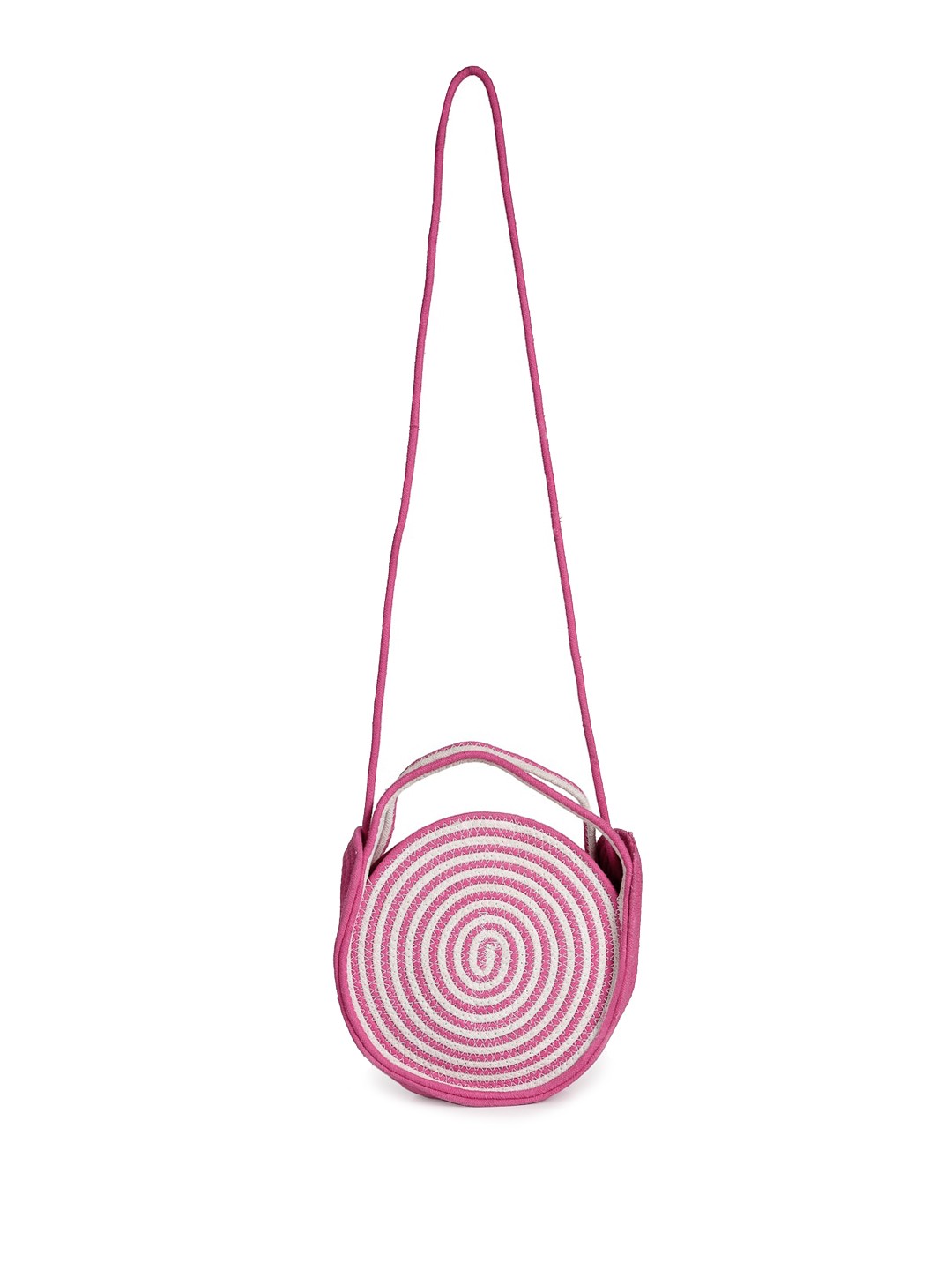

FABINALIV Textured Structured Cotton Sling Bag, Pink