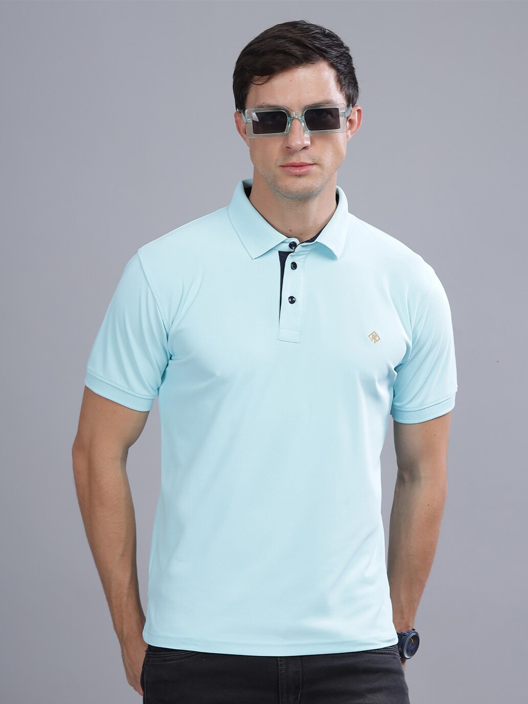 

PAUL STREET Slim Fit Moisture Wicking Dry Fit Polo Collar T-shirt, Blue
