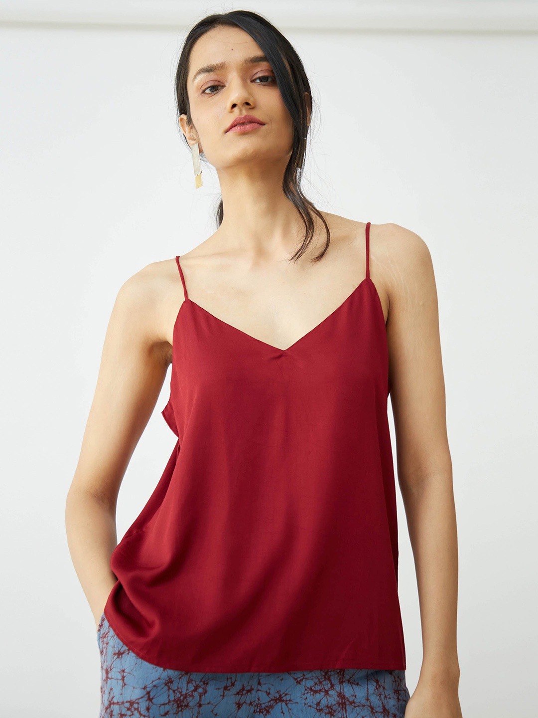 

Saltpetre Shoulder Straps Top, Maroon