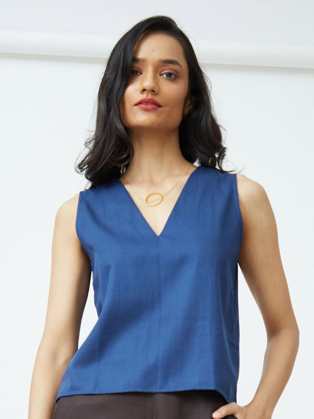 

Saltpetre V-Neck Sleeveless Top, Blue