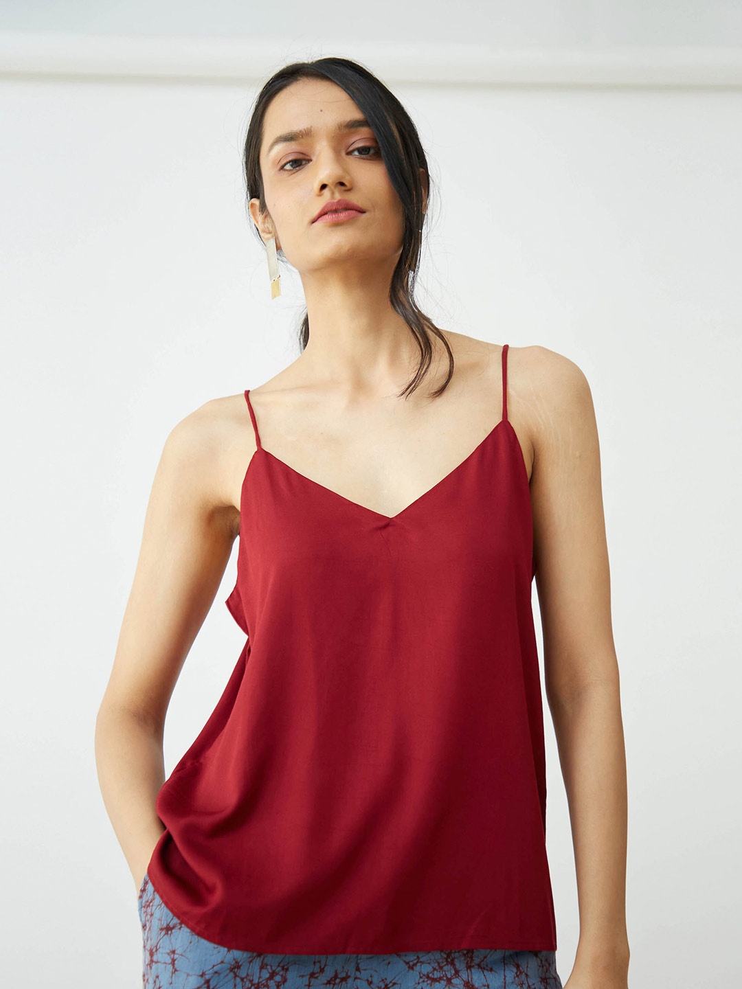 

Saltpetre Shoulder Straps Top, Maroon