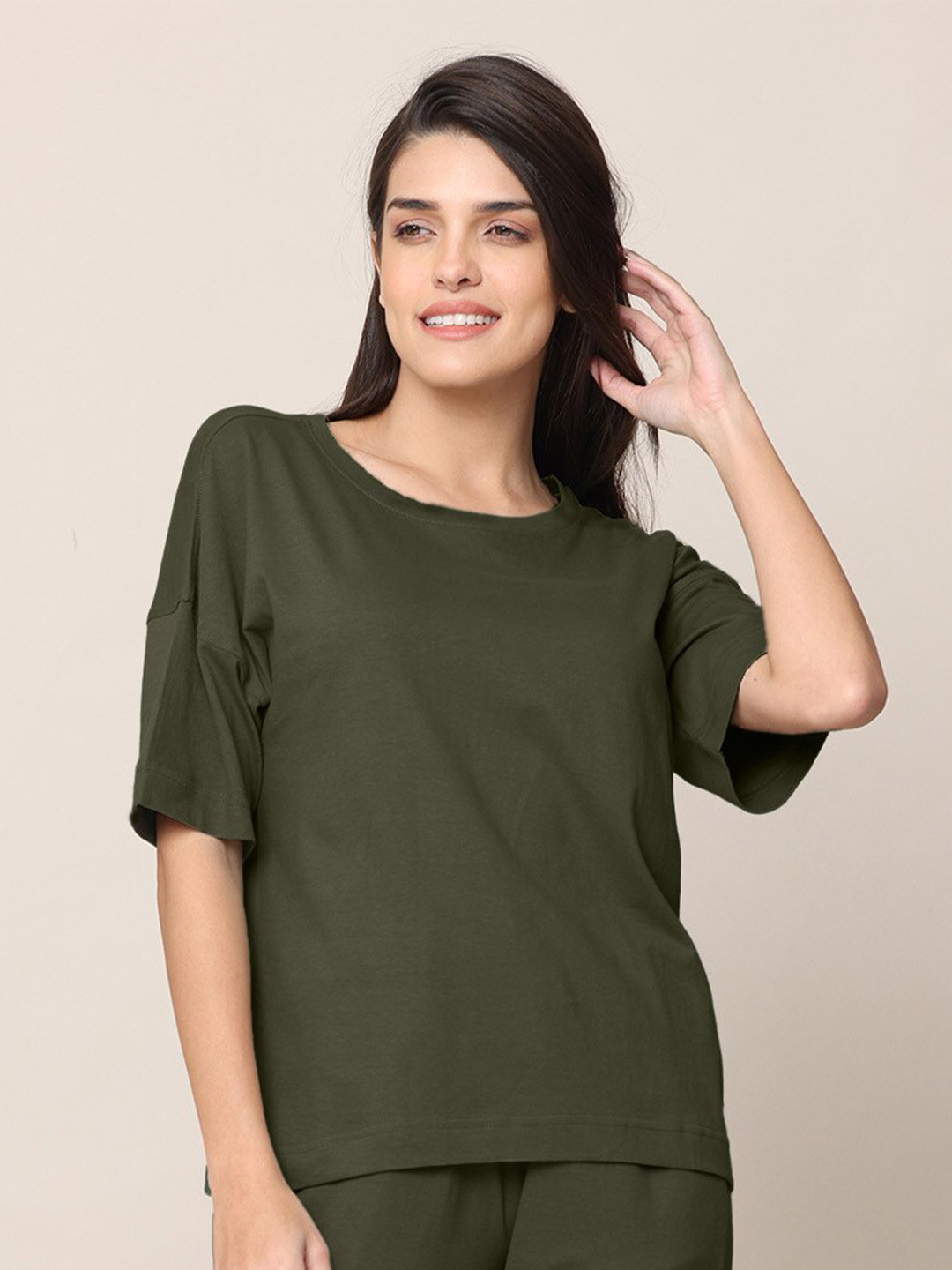 

Saltpetre Drop Shoulder Organic Cotton Tshirt, Olive