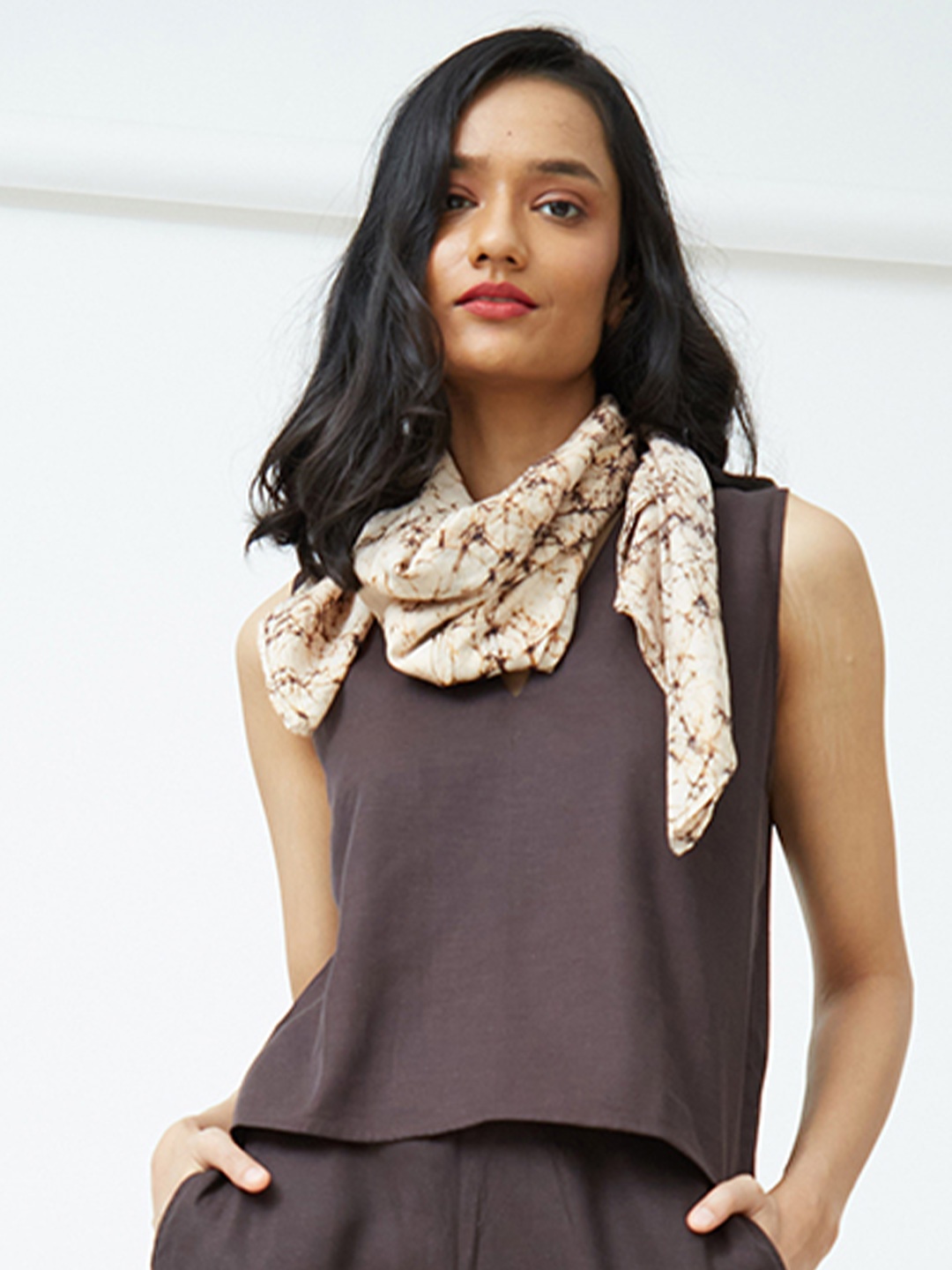 

Saltpetre V-Neck Sleeveless Top, Brown