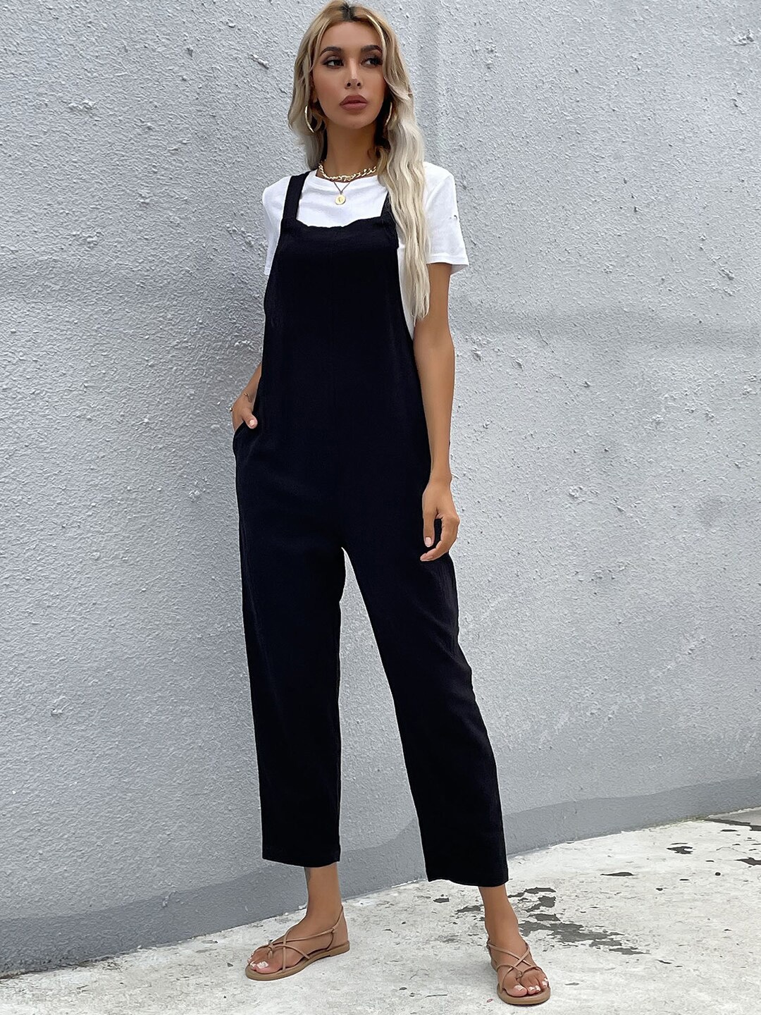 

StyleCast Black Shoulder Straps Jumpsuit