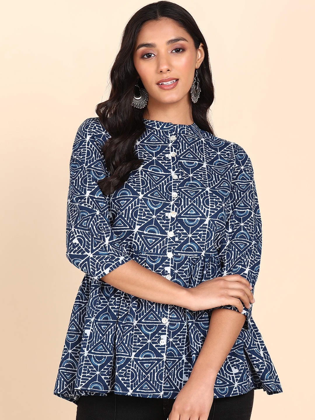 

Maaesa Ethnic Motifs Printed Relaxed Opaque Regular Fit Casual Shirt, Blue