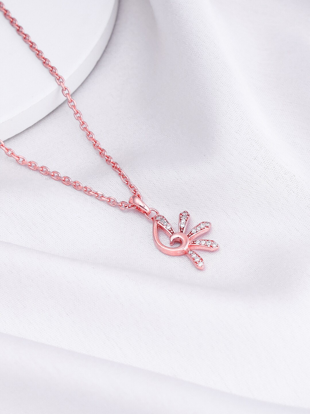 

GIVA 925 Sterling Silver Rose Gold Plated & CZ-Studded Pendant With Link Chain