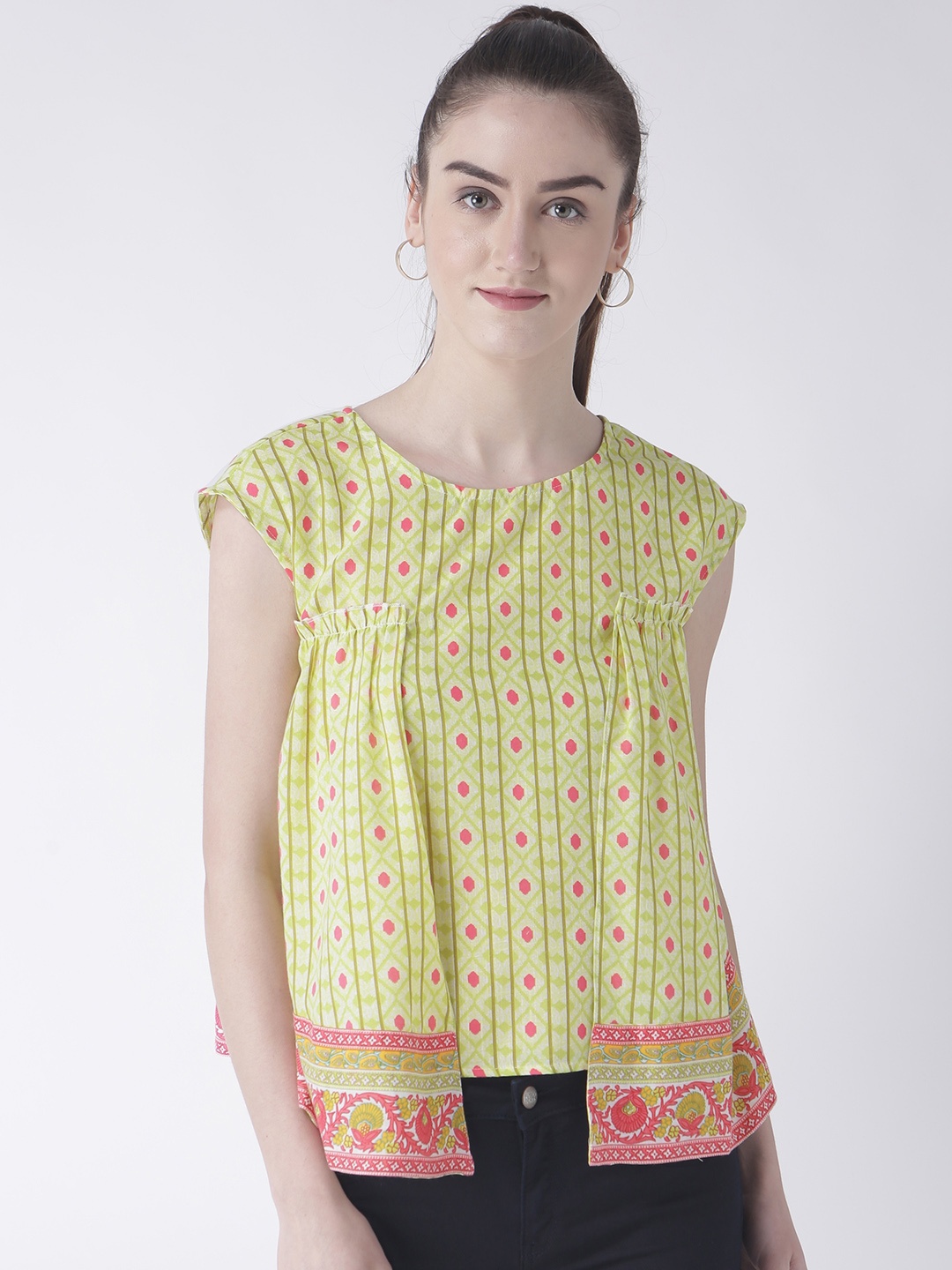 

Fusion Beats Women Lime Green Printed Top